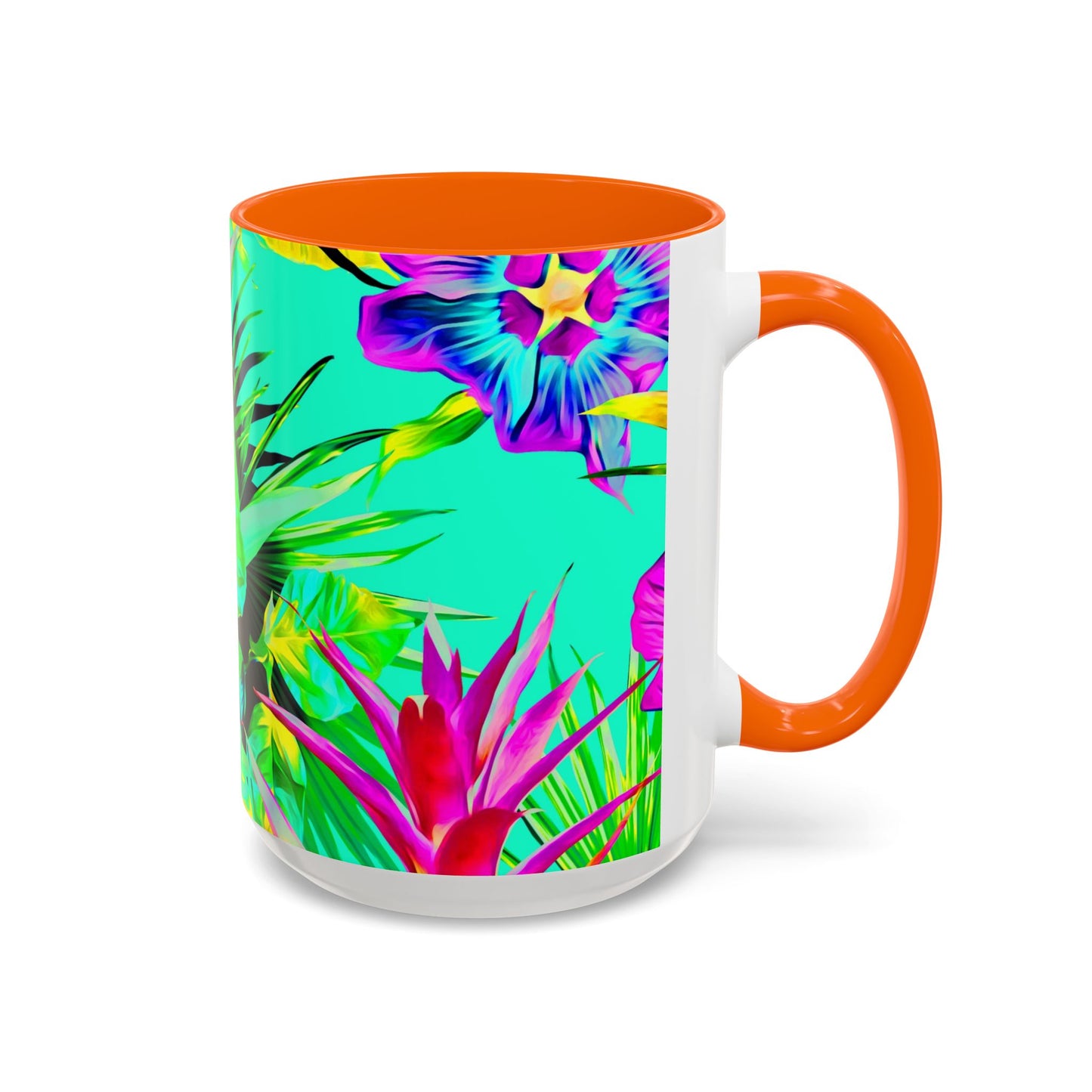 Accent Coffee Mug (11, 15oz), Plant Palooza, turquoise / Various Colors