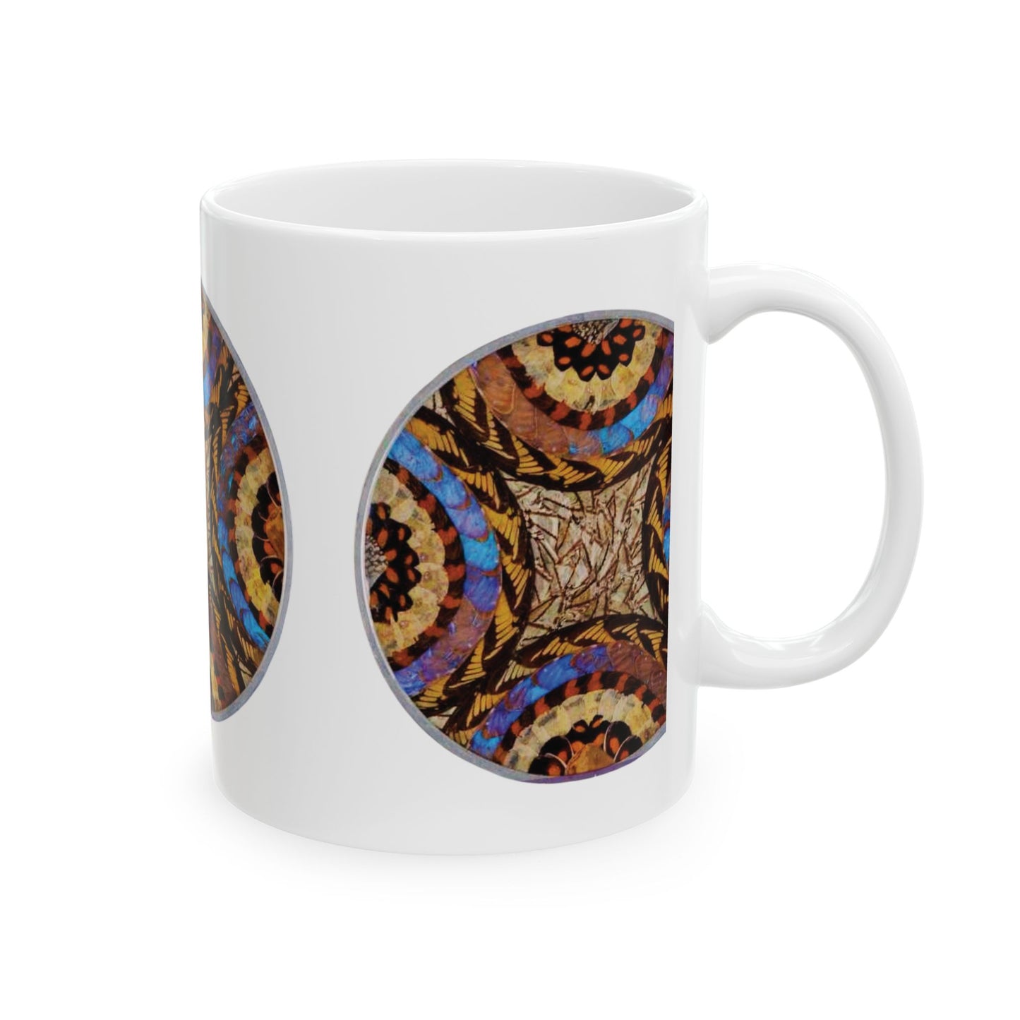 Ceramic White Mug - 11oz & 15oz, Real Butterfly Wing Plate #3