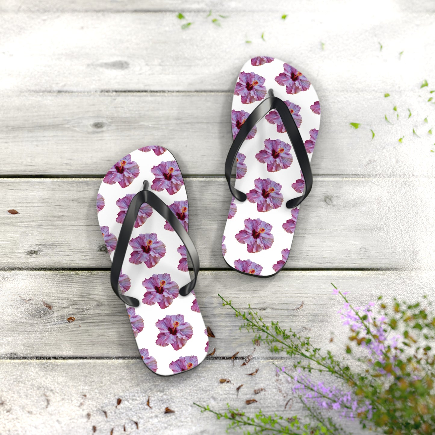 Flip Flops - Purple Hibiscus