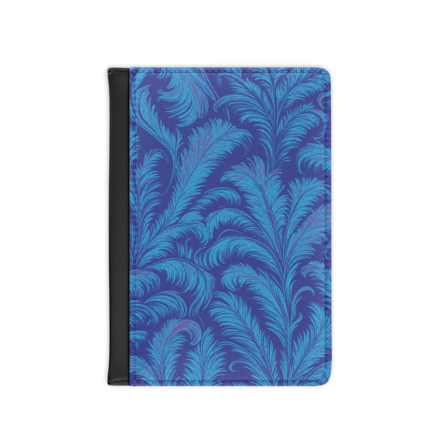 Tropical Passport Cover, Faux Leather - RFID blocking for travel security / Palms Rocco, Blue