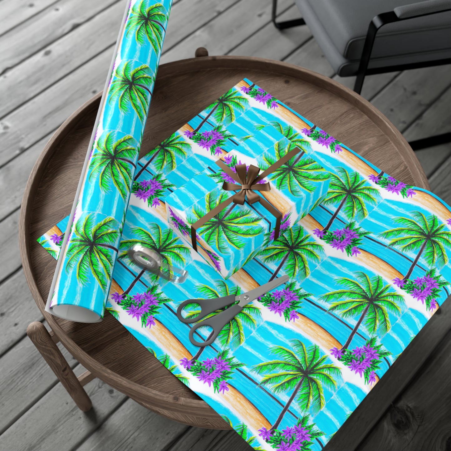 Wrapping Paper - Tropical Gift Wrap for All Occasions / 3 Sizes, 2 Finishes / Tropical Beach