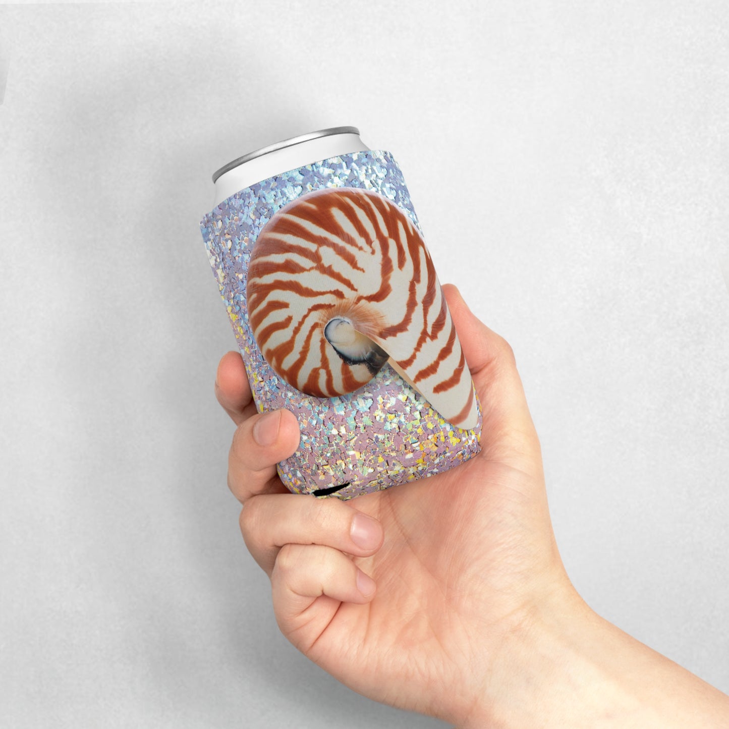 Disco Tiger Stripe Nautilus Shell Can Cooler Sleeve - Perfect for Outdoor Picnics
