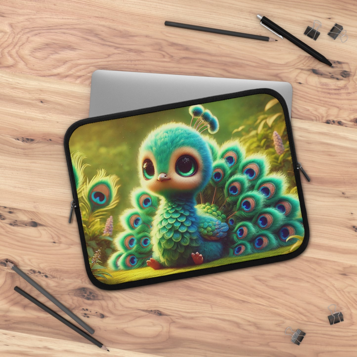 Tropical Laptop Sleeve, 5 Sizes - Perfect for Rainforest Lovers & Students / Baby Peacock