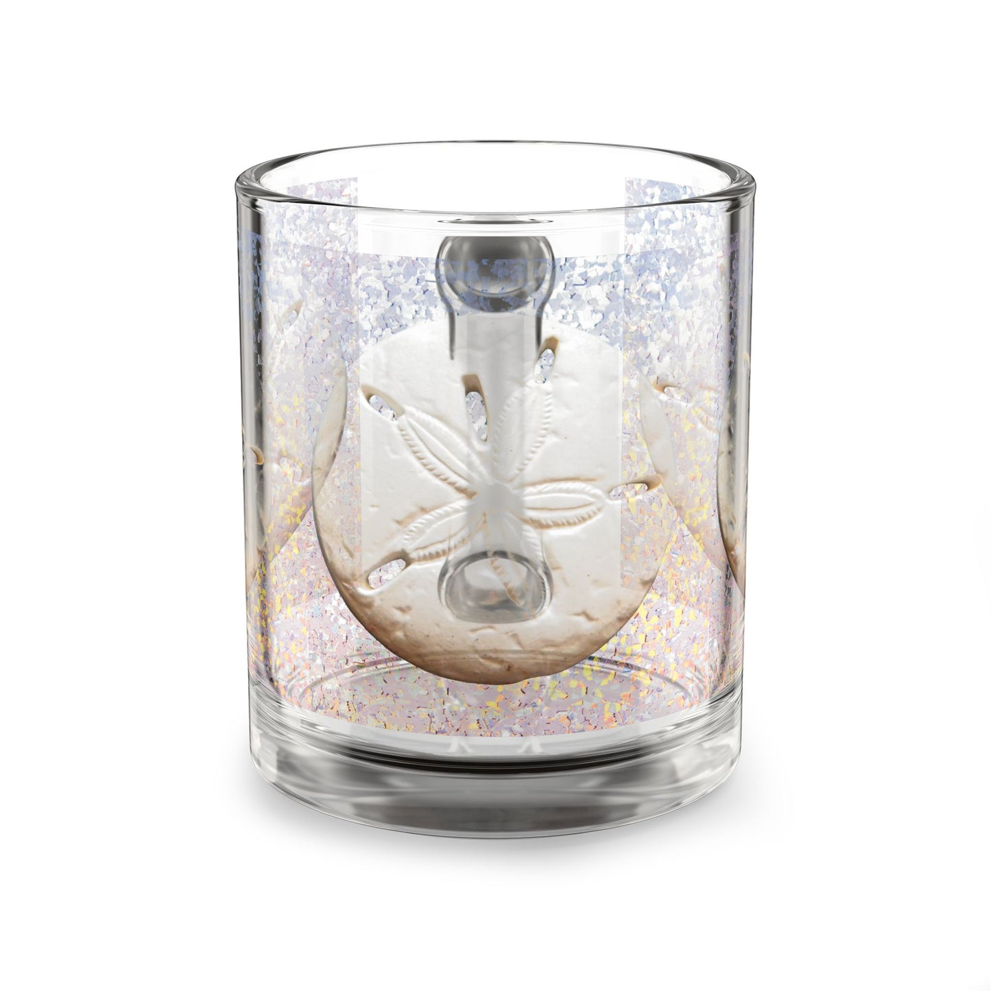 Tropical Glass Mug - 10oz Coffee Cup / Disco Sand Dollar