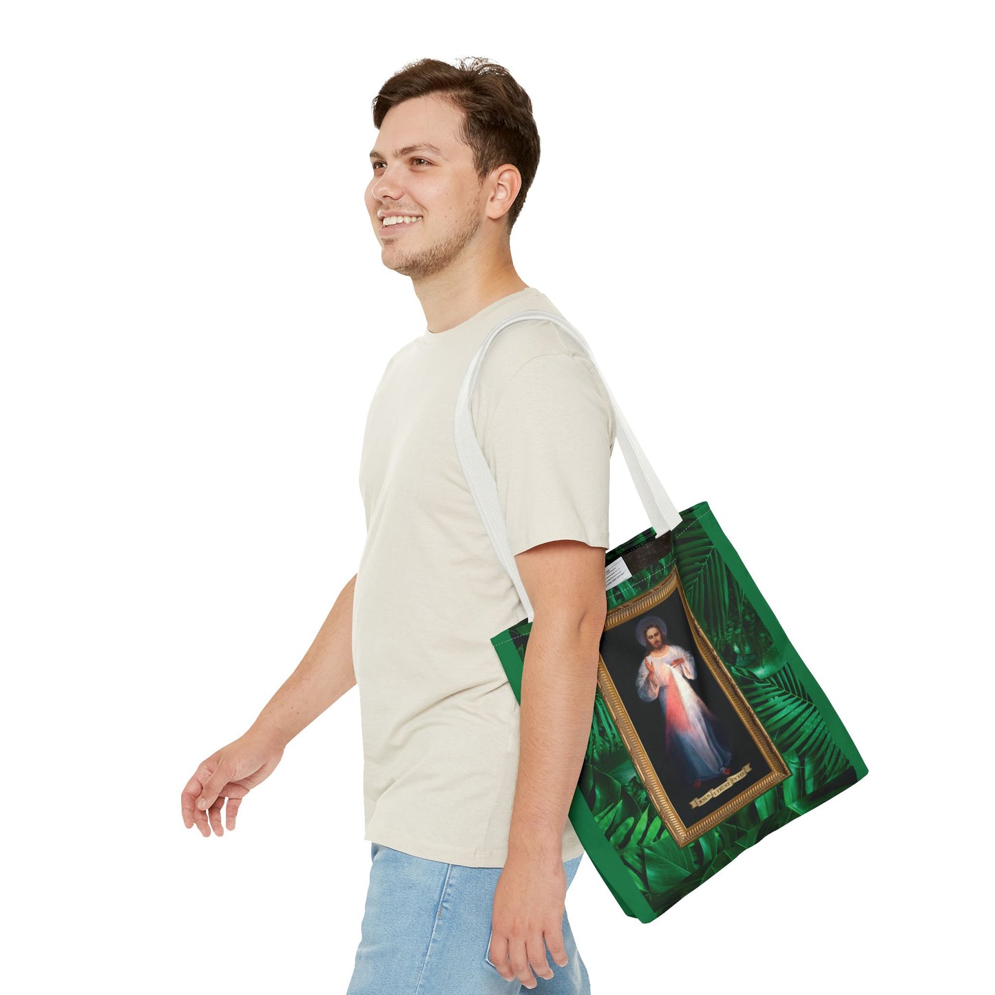 Religious Divine Mercy Tropical Tote Bag - 3 Sizes