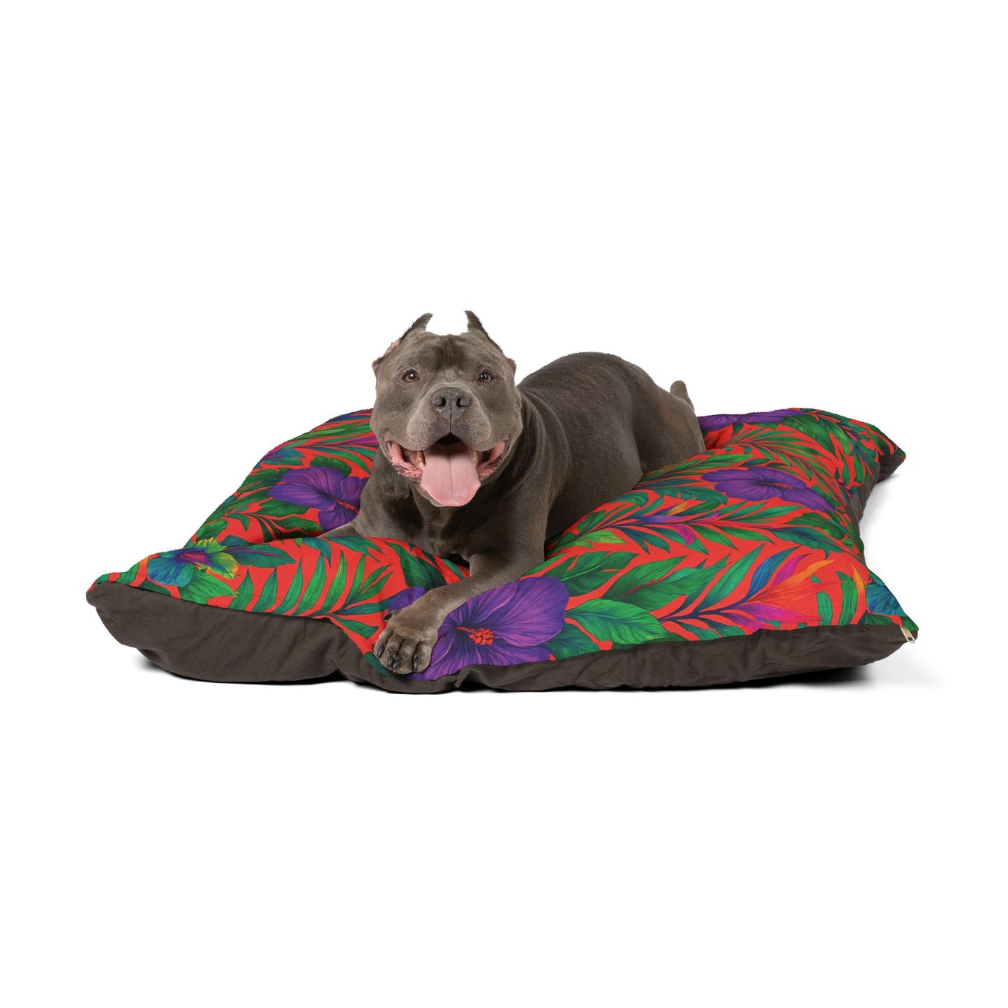 Pet Bed - Cozy and Fun Dog or Cat Bed for Tropical Lovers / Midnight Flower Coral