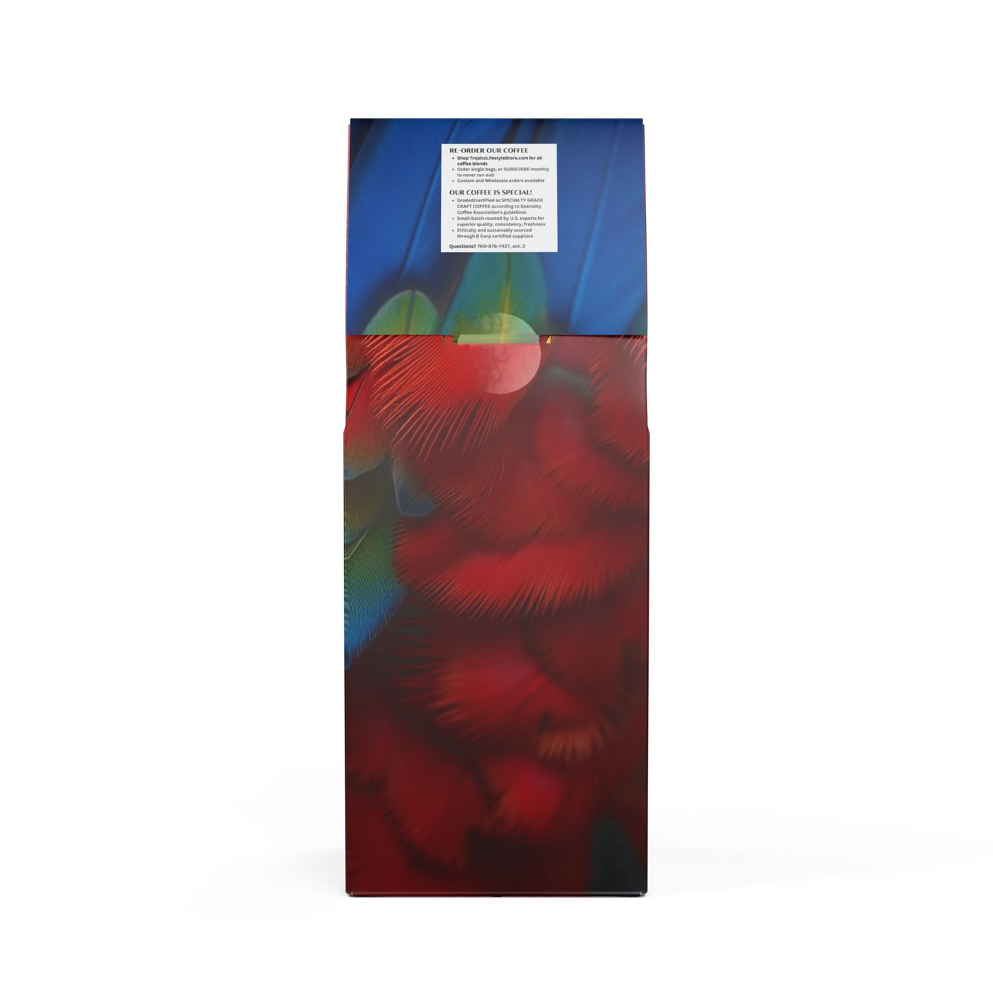 Cocoa Palms Blend™ (Medium-Dark Roast) Specialty Grade Craft Coffee / Parrot Macaw Feathers