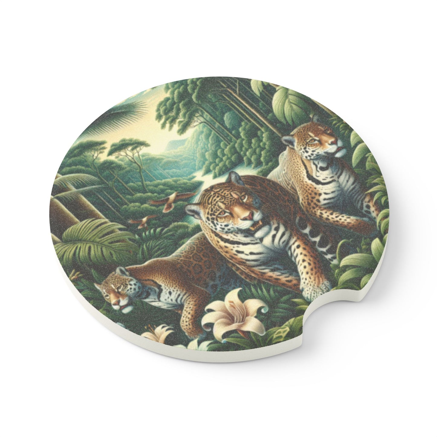 Soapstone Car Coaster - Rainforest Big Cats