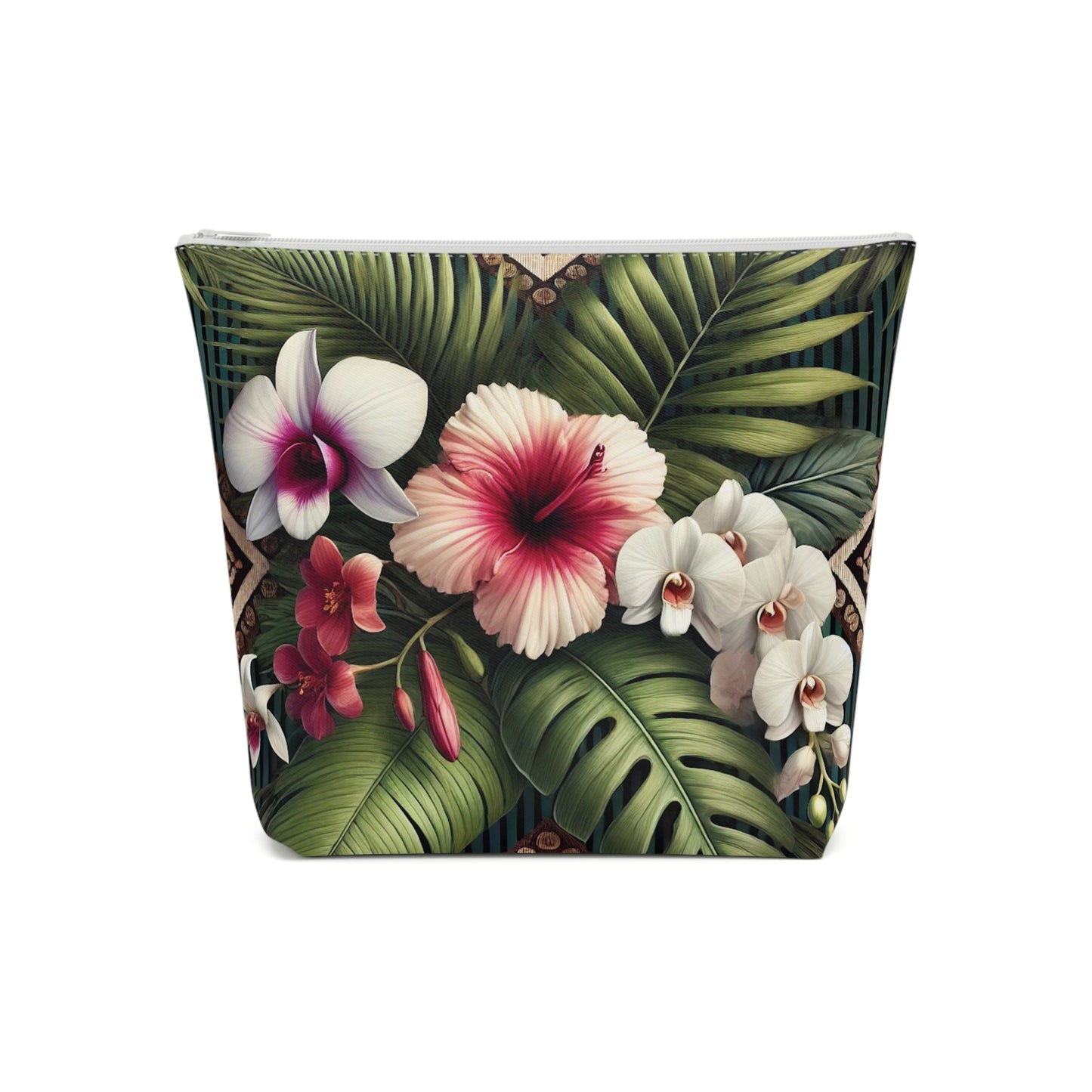 Tropical Cotton Cosmetic Bag, Makeup Pouch, 5 Sizes / Tiki Orchids