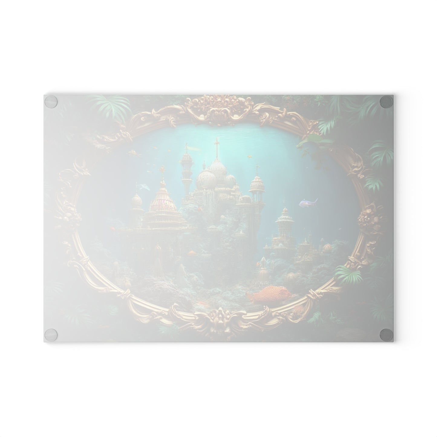 Glass Cutting Board, 2 sizes - Mermaid Palace, Aegean Sea