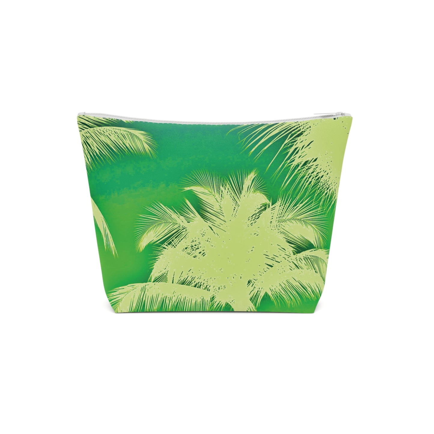 Tropical Cotton Cosmetic Bag, Makeup Pouch, 5 Sizes / Palm Glow, Green