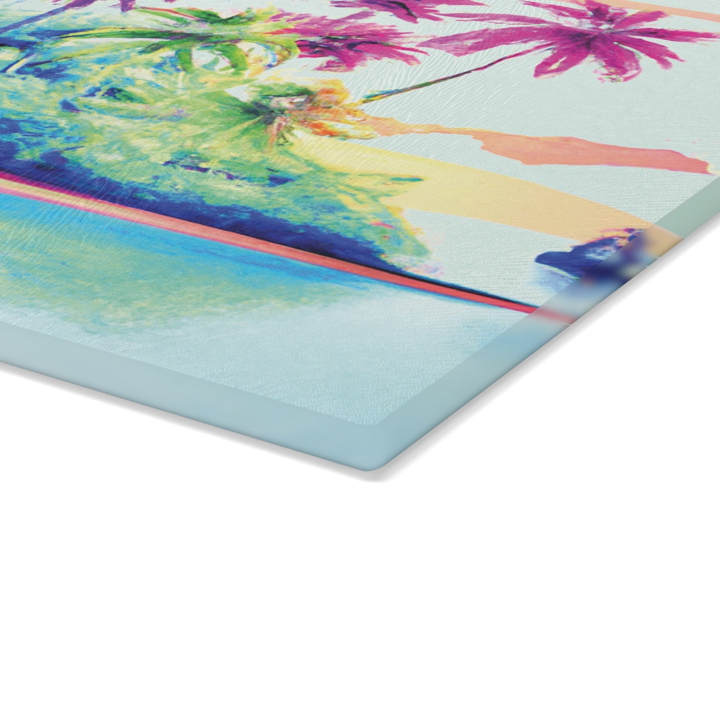 Glass Cutting Board, 2 sizes - Watercolor Beach