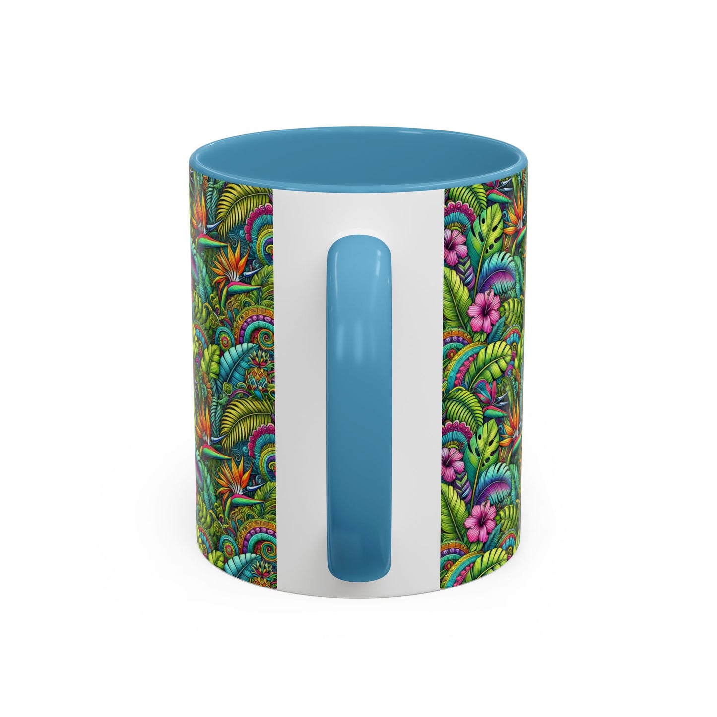 Accent Color Coffee Mug (11, 15oz), Rainforest Blooms, Various Colors