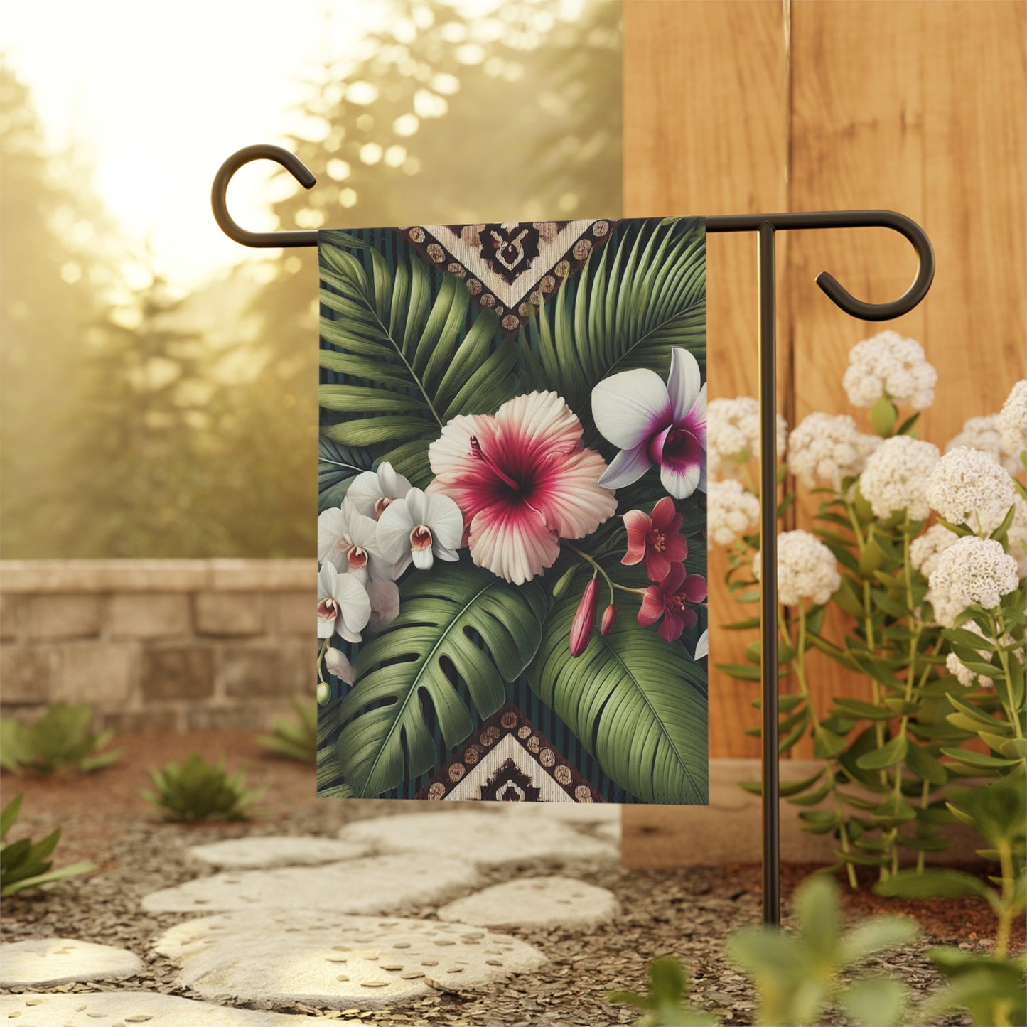 Tropical Garden Flag - Perfect for Outdoor Decor / Tiki Orchids