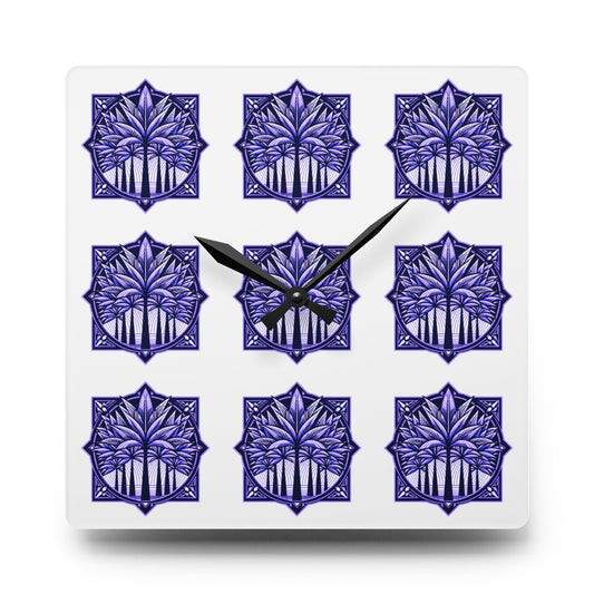 Acrylic Wall Clock, Deco Palm, purple