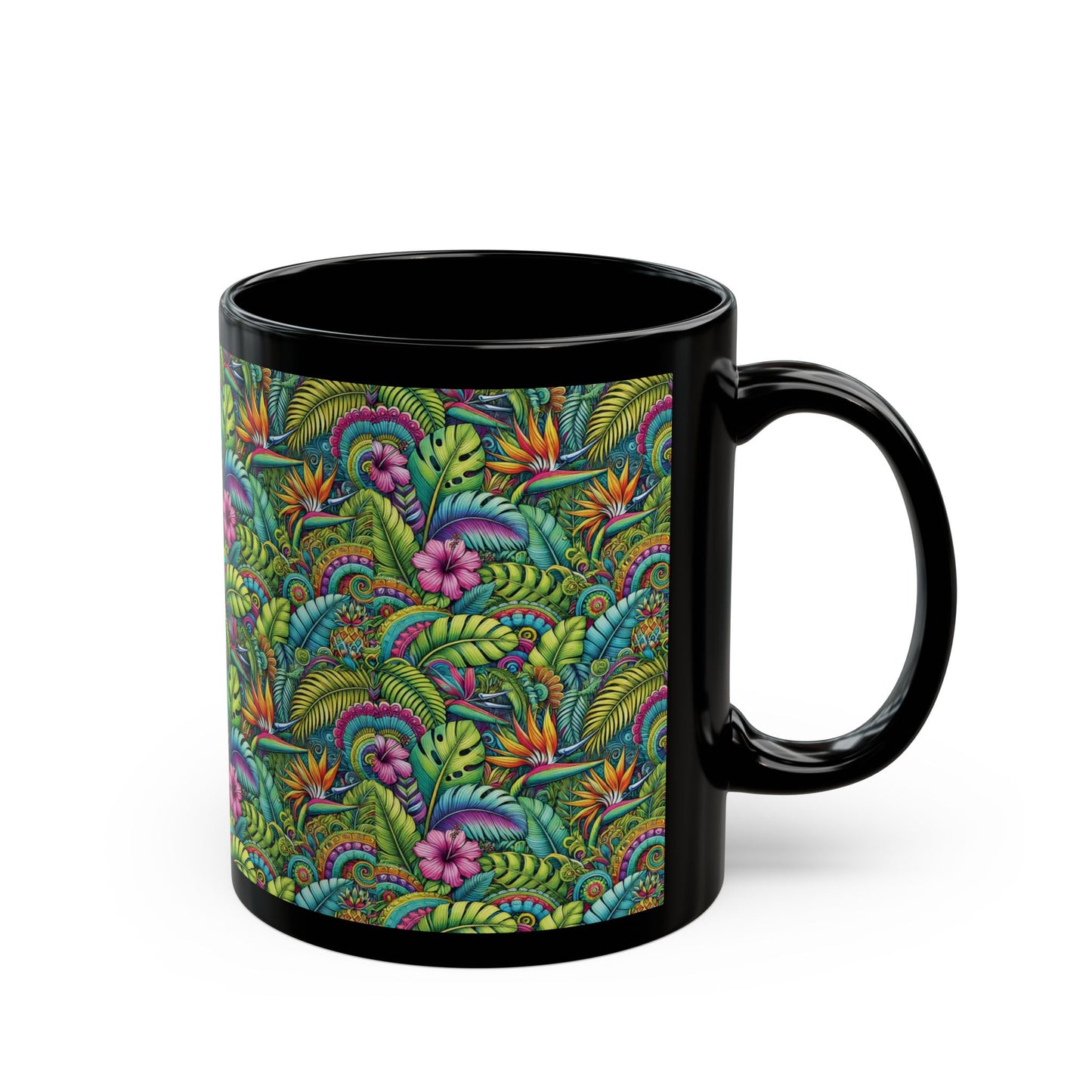 Black Coffee Mug - Rainforest Blooms
