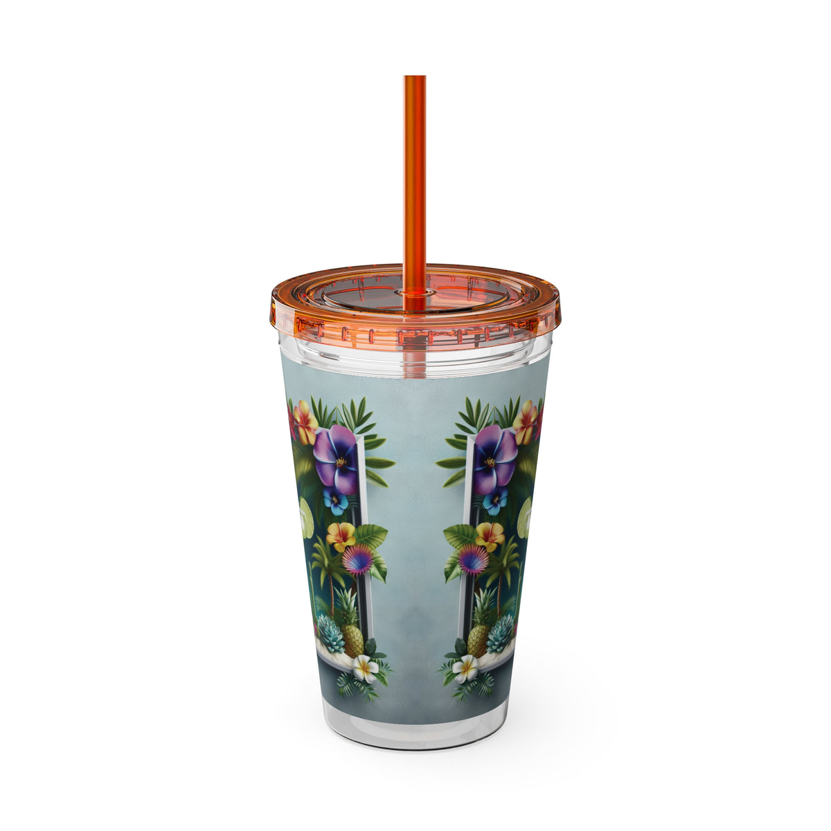 Tropical Tumbler with Straw | 16oz Colorful Travel Cup / Tropical Margarita