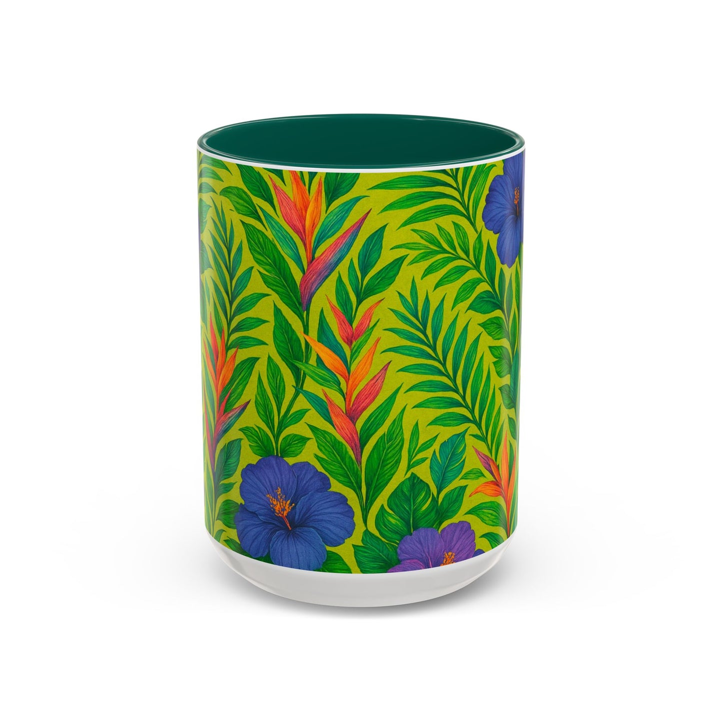 Vibrant Floral Coffee Mug - 11oz & 15oz / Midnight Flower Lime