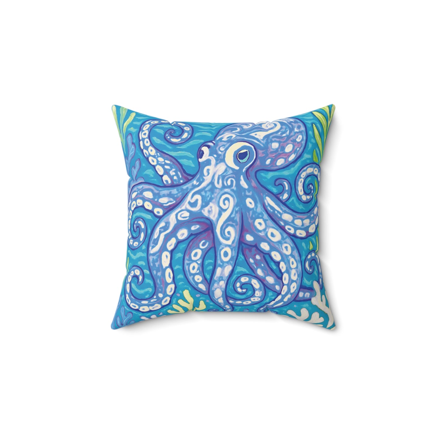 Decorative Pillow - Accent Cushion, 4 Sizes / Octopus Kraken Joe, Blue
