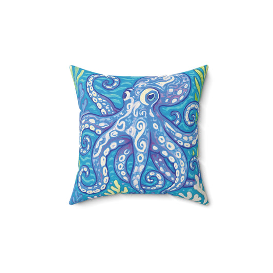 Decorative Pillow - Accent Cushion, 4 Sizes / Octopus Kraken Joe, Blue