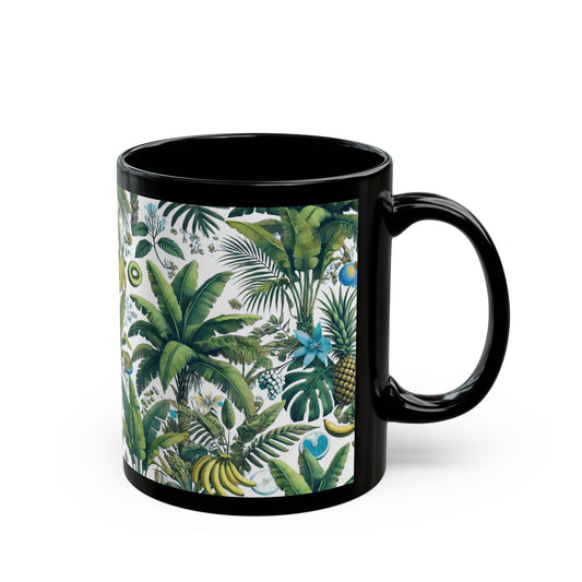 Black Coffee Mug - More Tropical Fruit, White
