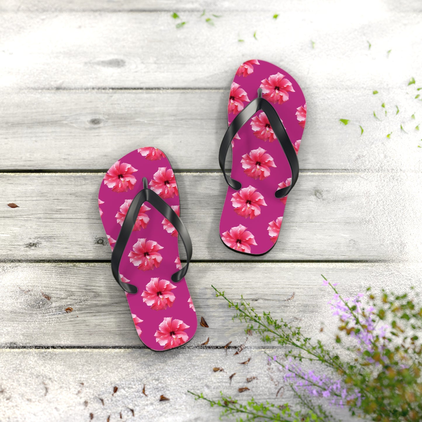 Flip Flops - Pink Hibiscus/Pink