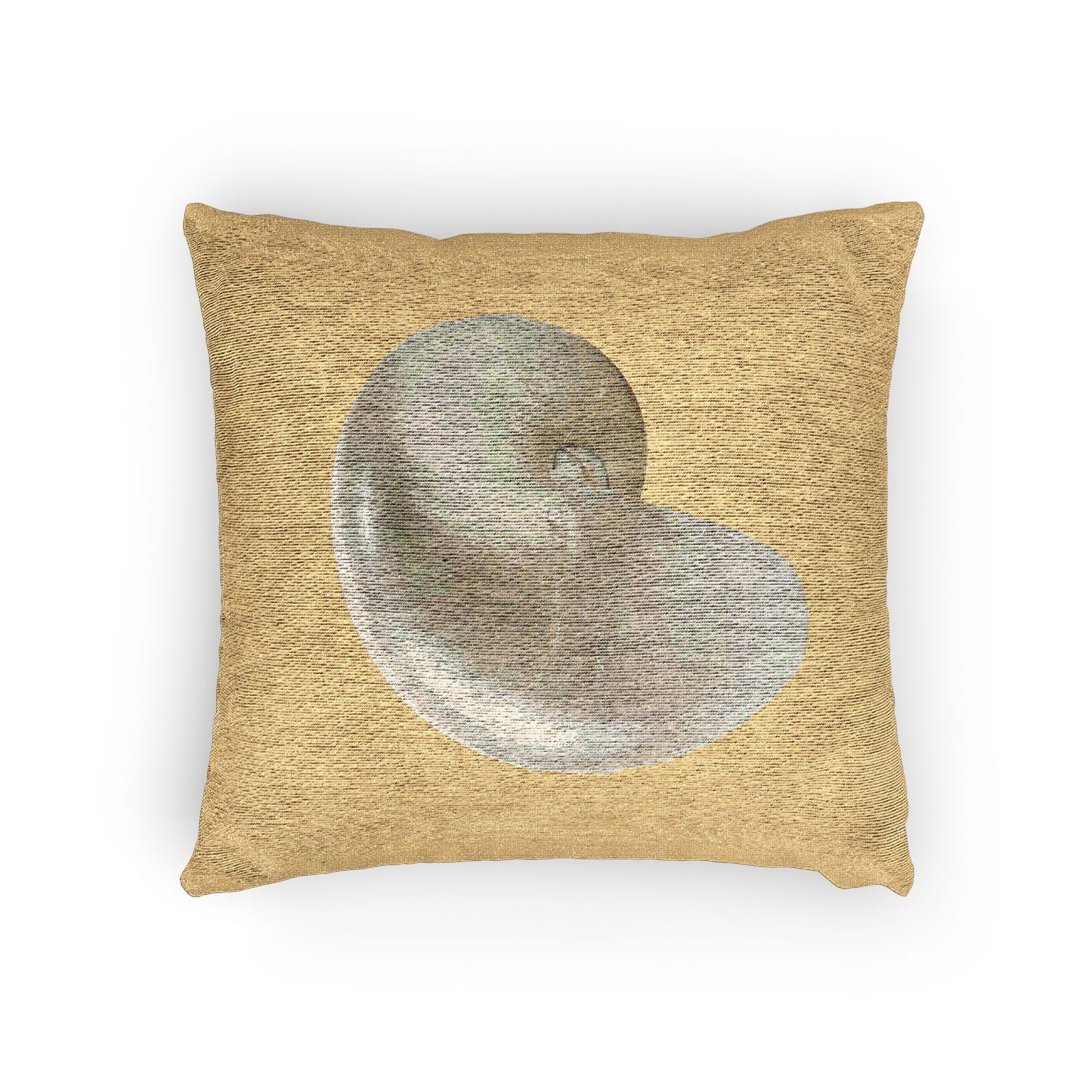 Woven Pillow, 17"W x 18"L - White Nautilus Shell, Yellow