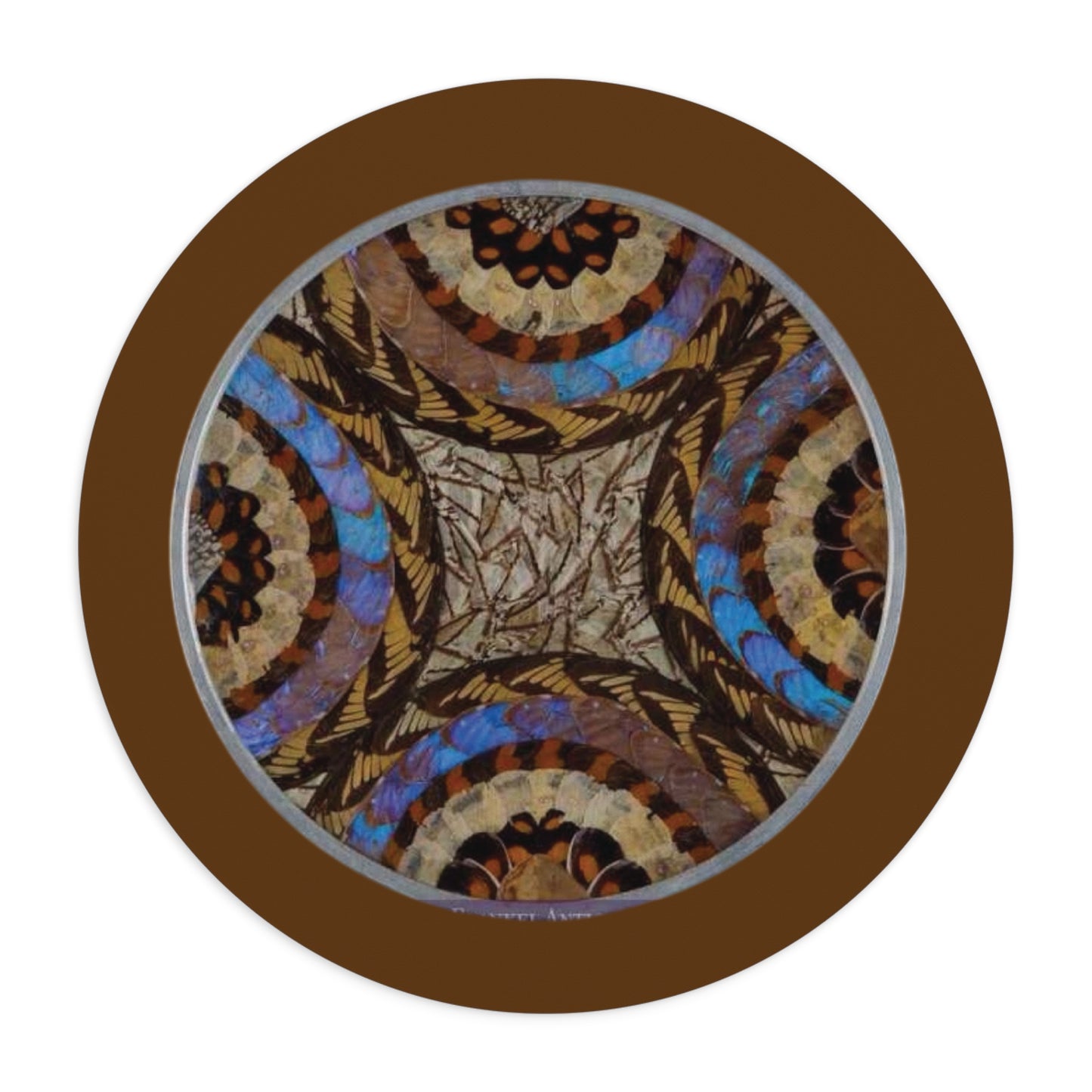 Tropical Mouse Pad, 2 Shapes - Beach Vibes for Home Office & Gamer / Real Butterfly Wing Art, Brown