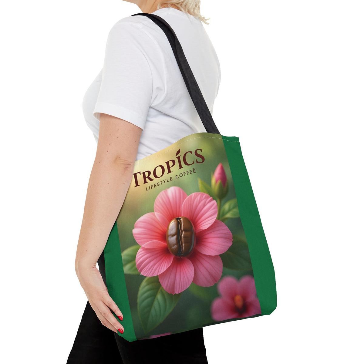 Pink Flower/Green TLCoffee Tote Bag - 3 Sizes