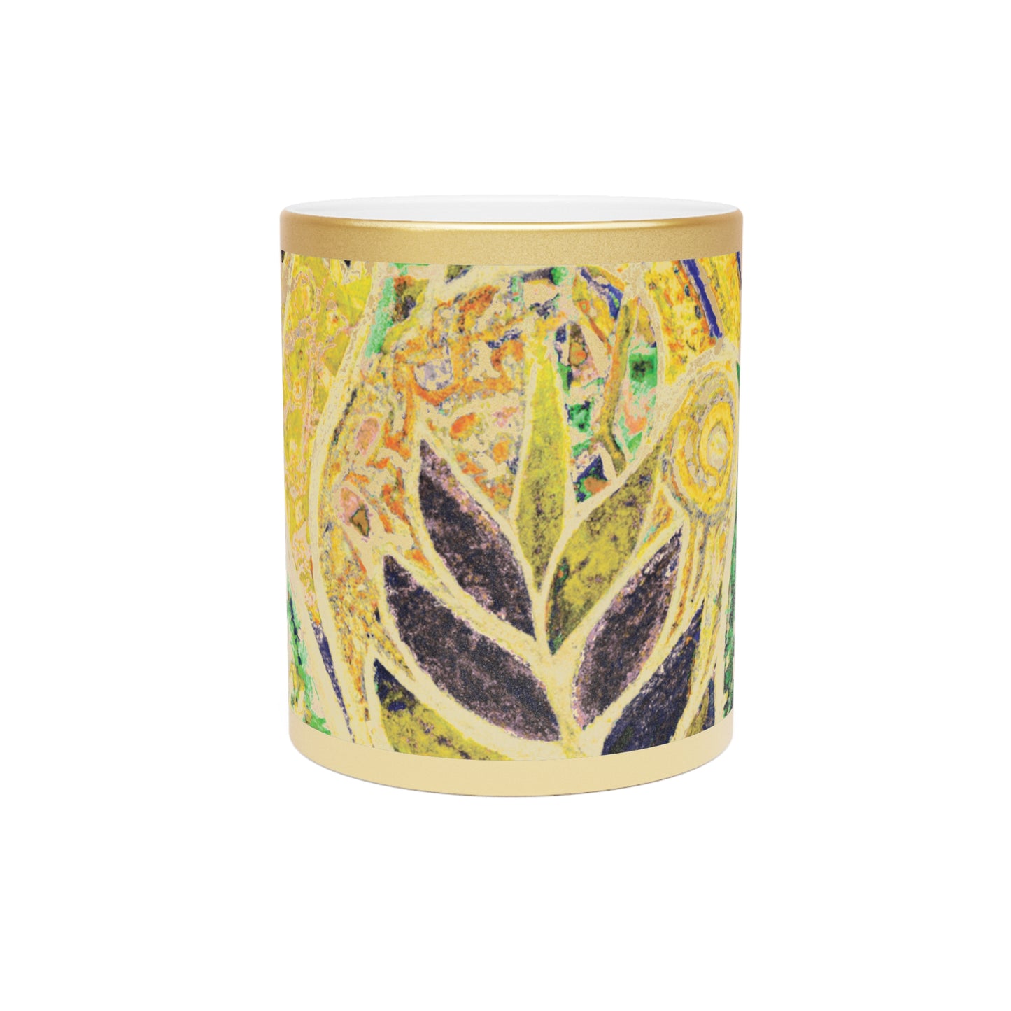 Tropical Metallic Mug, Gold or Silver - Amazon Whimsy, Yellow
