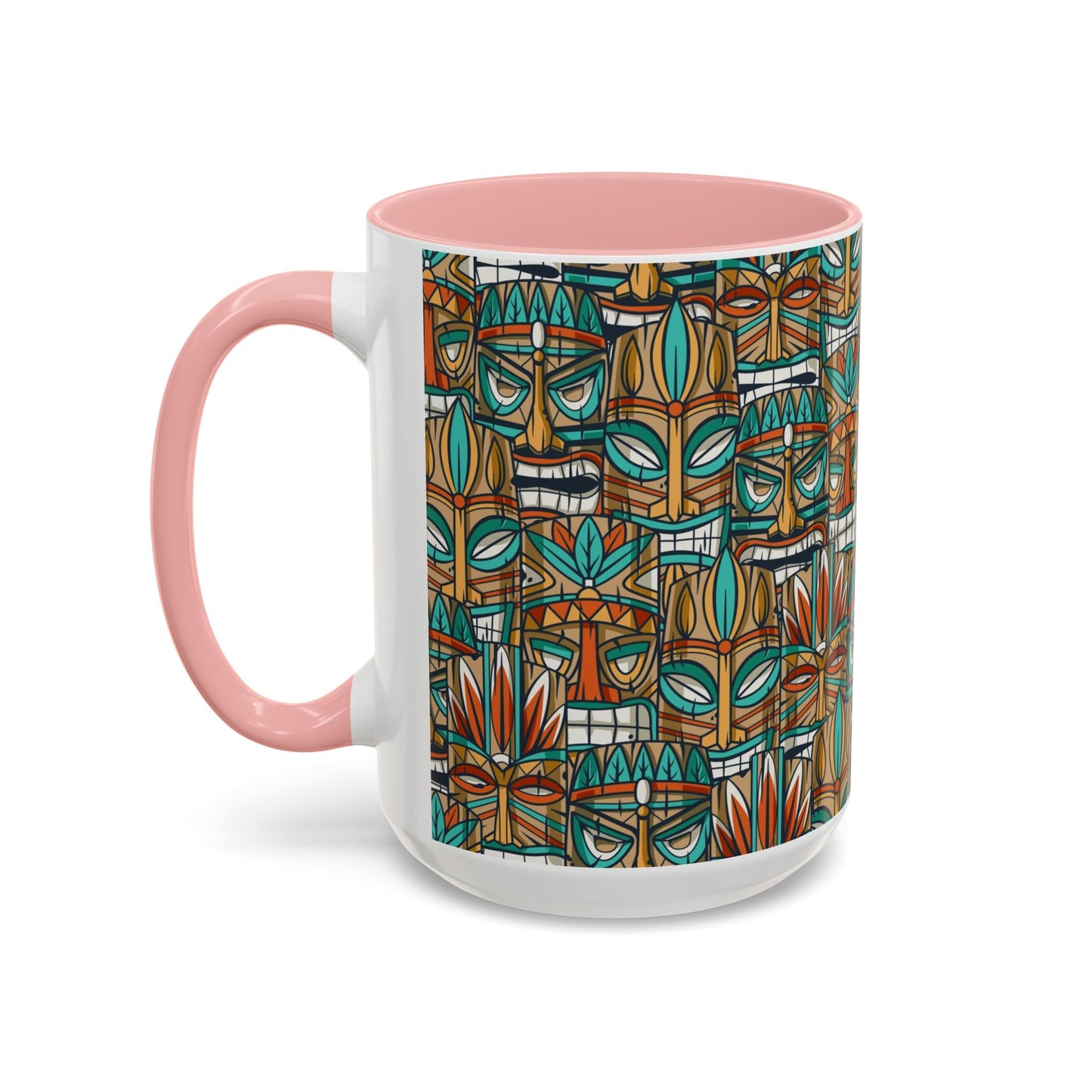 Accent Coffee Mug (11, 15oz), 8 Colors - Turquoise Tiki Party