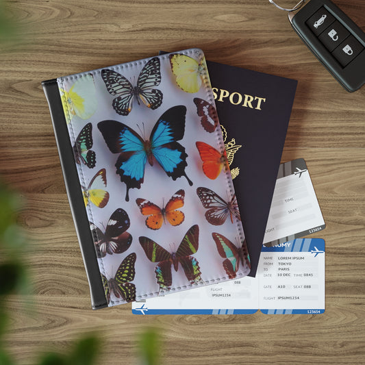 Tropical Passport Cover, Faux Leather - RFID blocking for travel security / Butterfly Collection