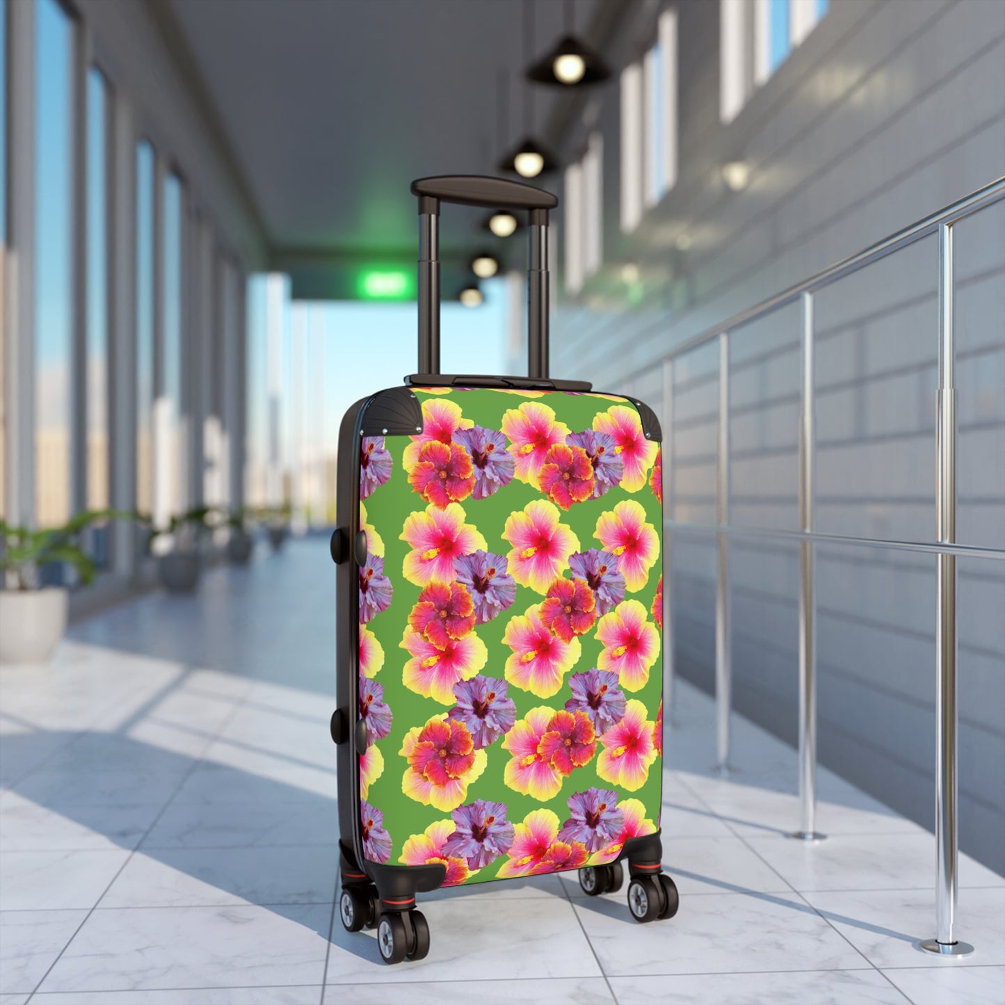Colorful Tropical Suitcase - Stylish Travel Luggage for Adventurers / Three Colors Hibiscus Flowers
