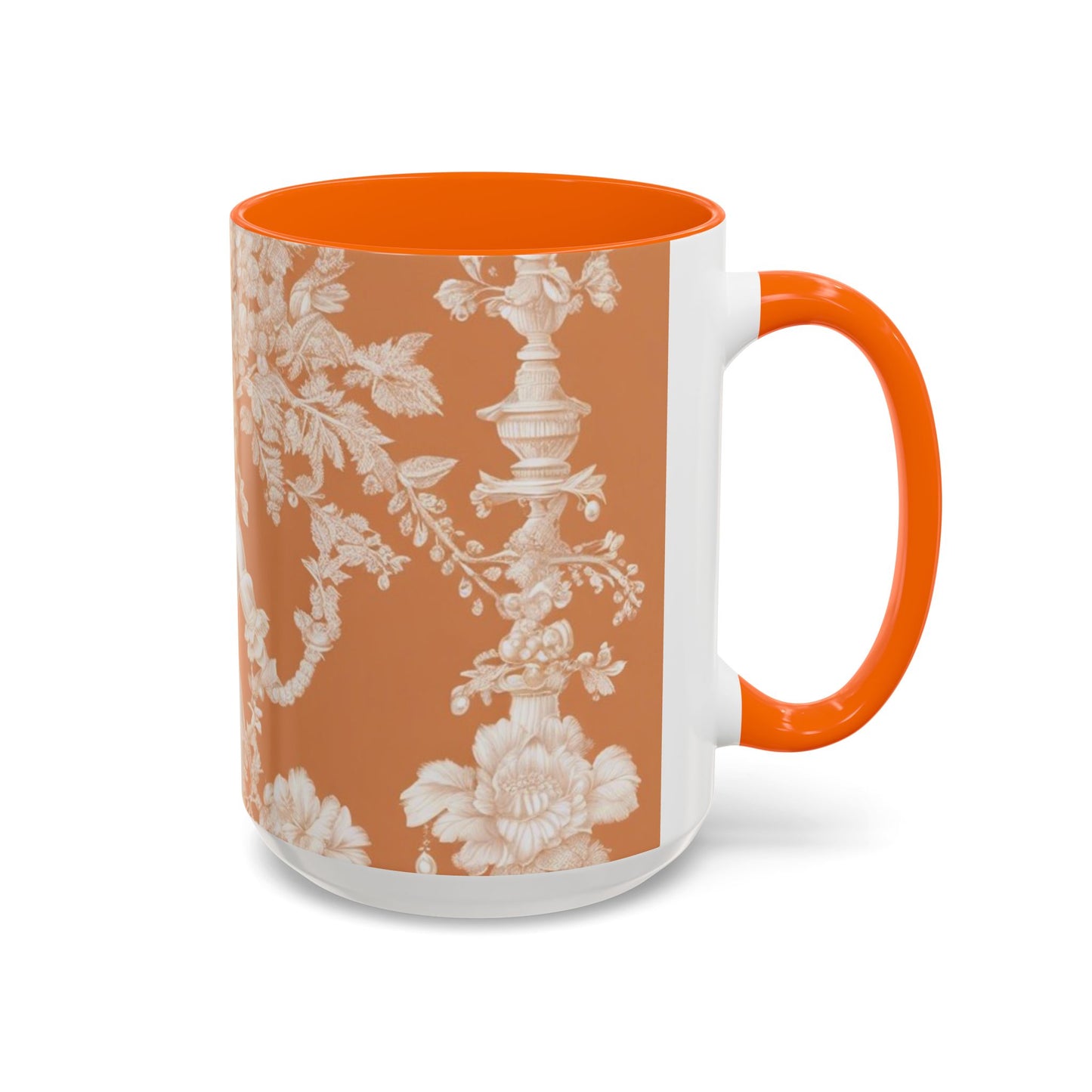 Accent Coffee Mug (11, 15oz), Pearl Lady Toile/Melon, Various Colors