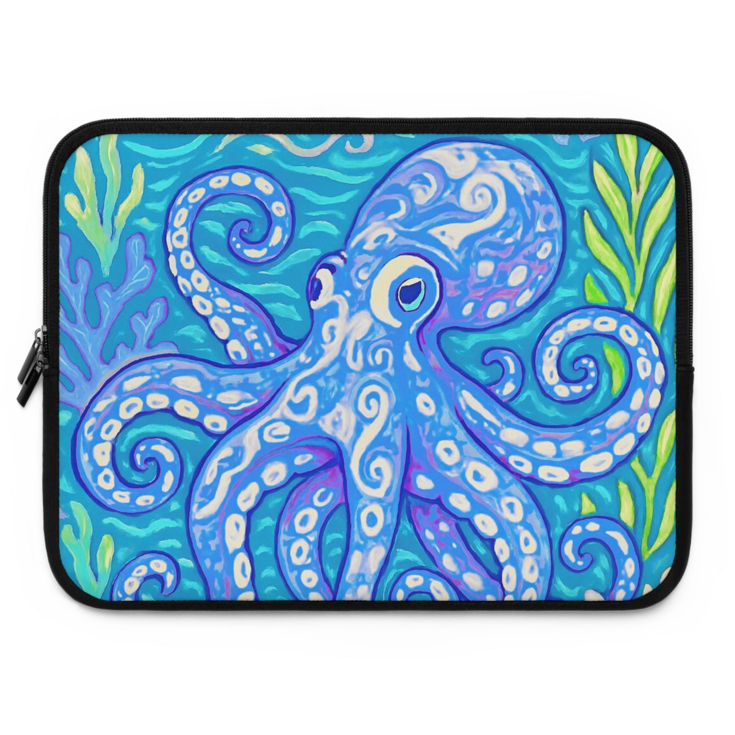 Tropical Laptop Sleeve, 5 Sizes - Perfect for Beach Lovers & Students / Octopus Kraken Joe, Blue
