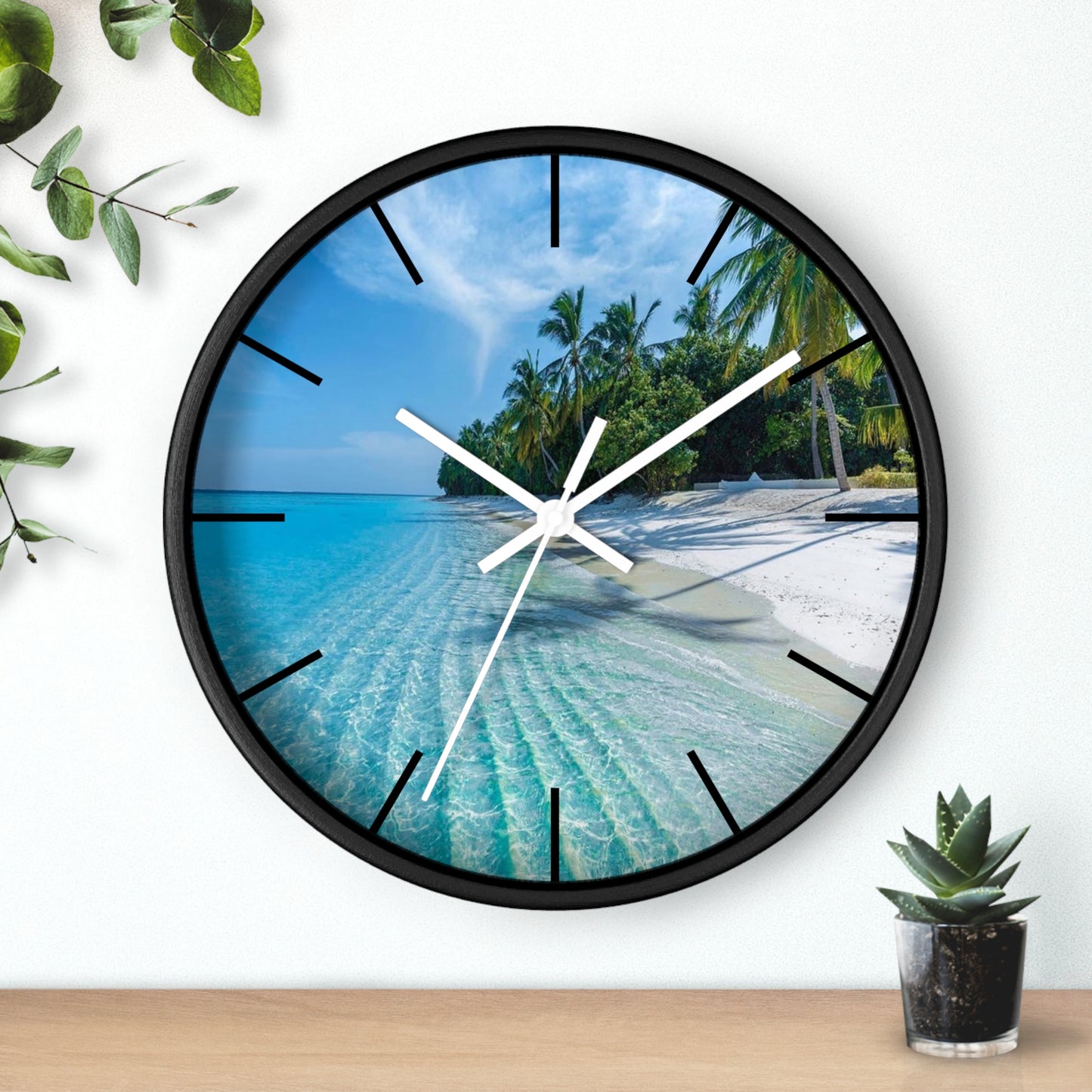 Wall Clock, Calming Private Beach, Hands/Base Variants