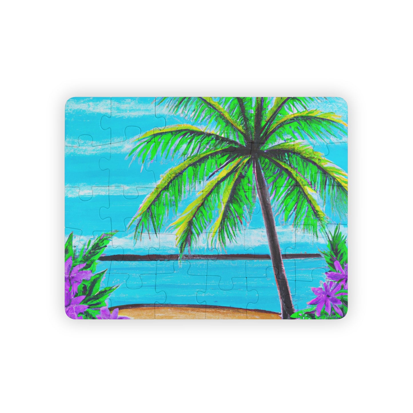 Tropical Kids' Puzzle, 2 Styles - 30-Piece Puzzle for Fun and Learning / Calm Beach