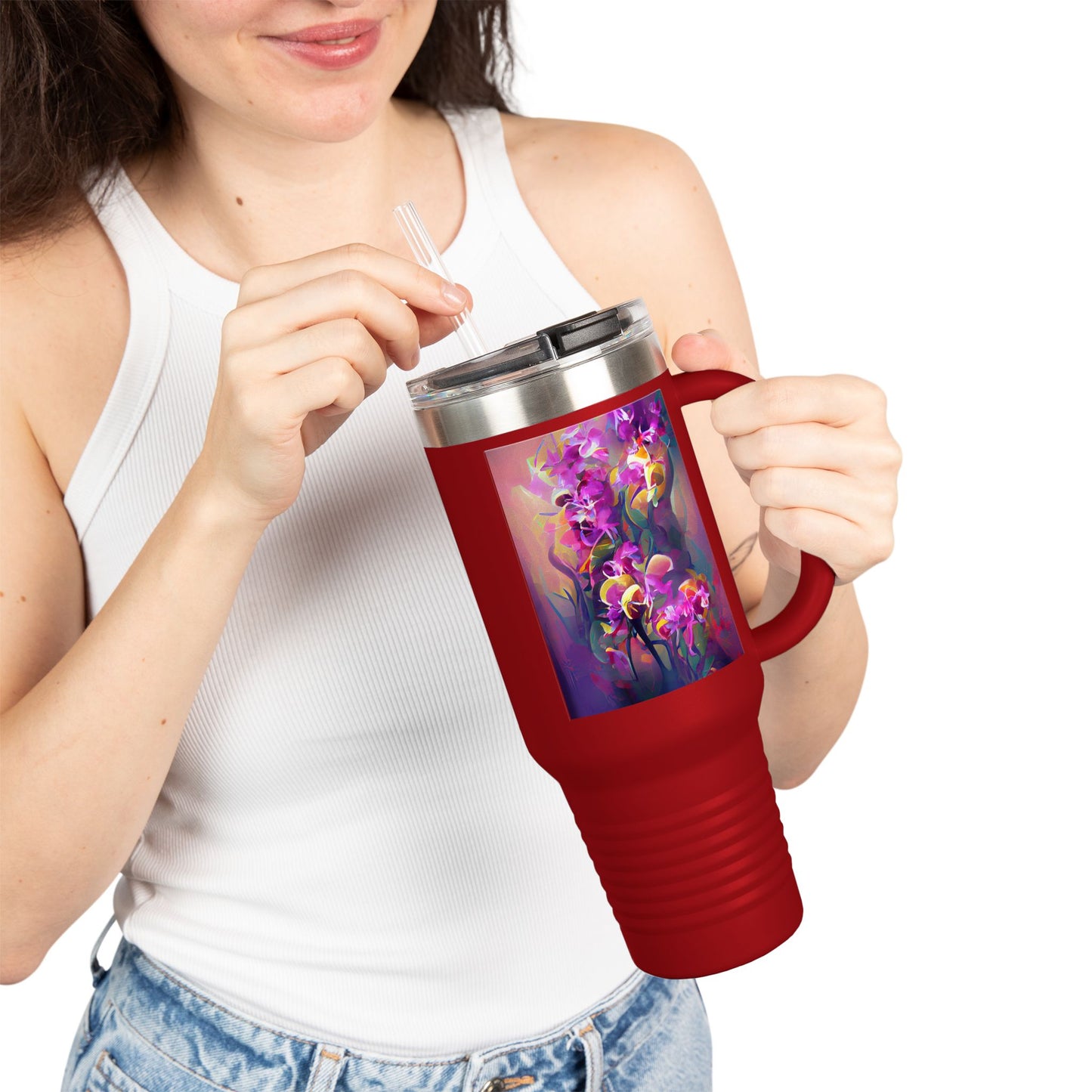Fantasy Orchids nsulated Travel Mug - 40oz - Perfect for Outdoor Adventures