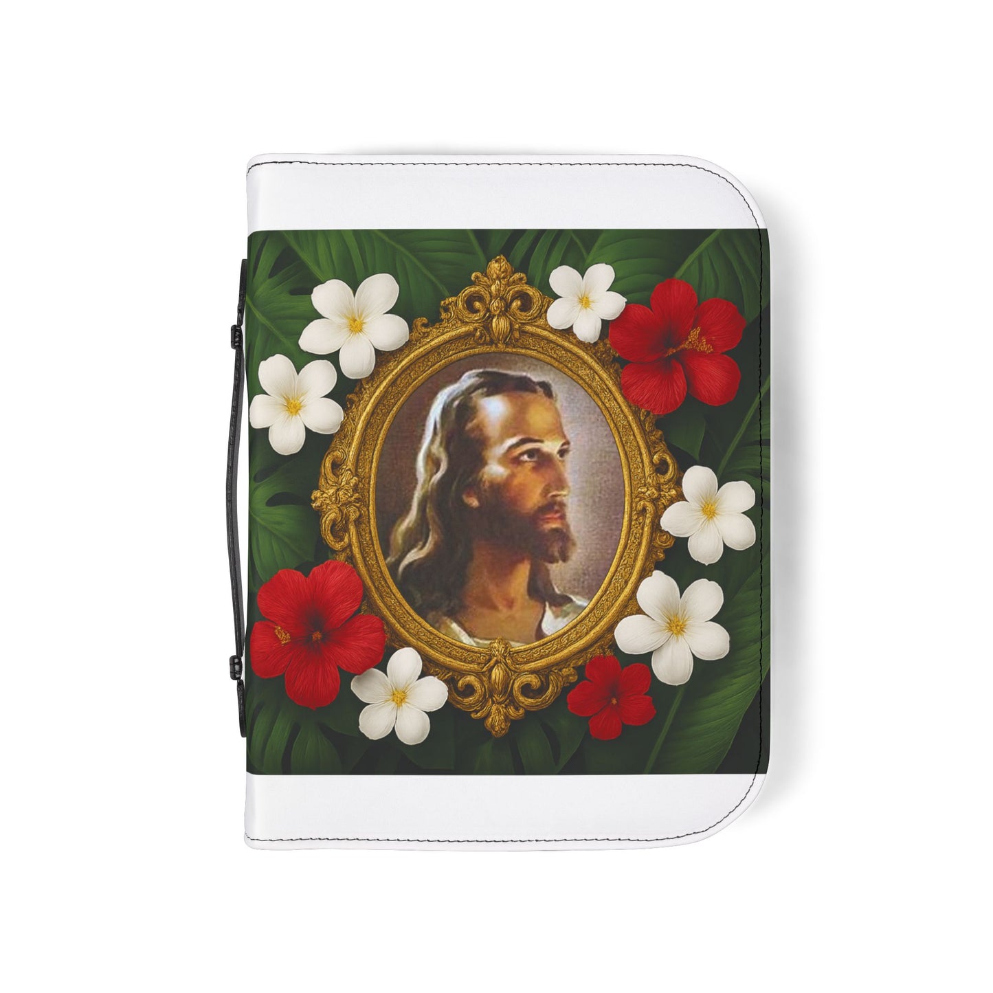 Tropical Jesus Bible Cover, White / Floral Bible Cover Protector, Christian Church Accessories