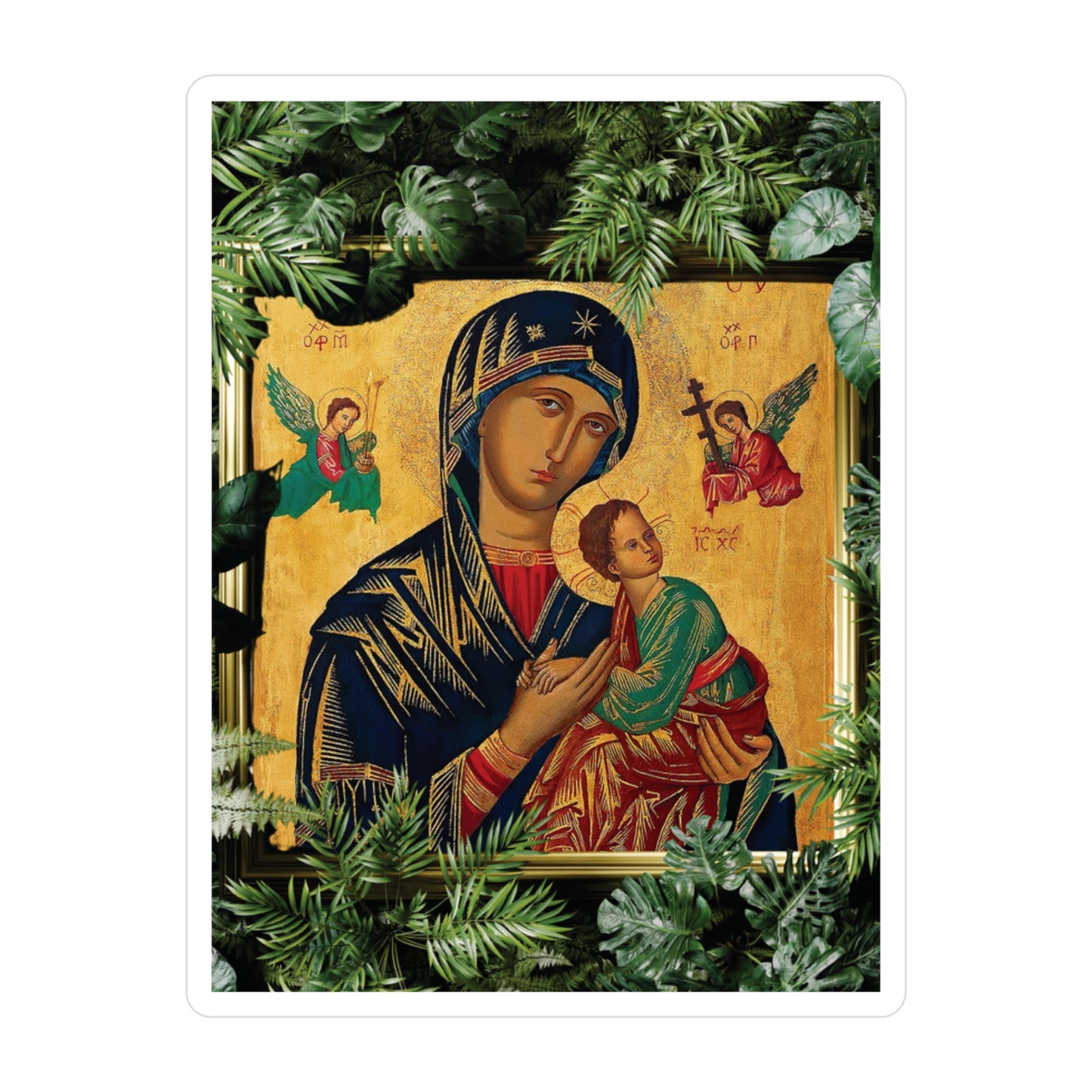 Religious Icon Kiss-Cut Vinyl Decal - Our Lady of Perpetual Help Madonna Design for PC, Tumbler