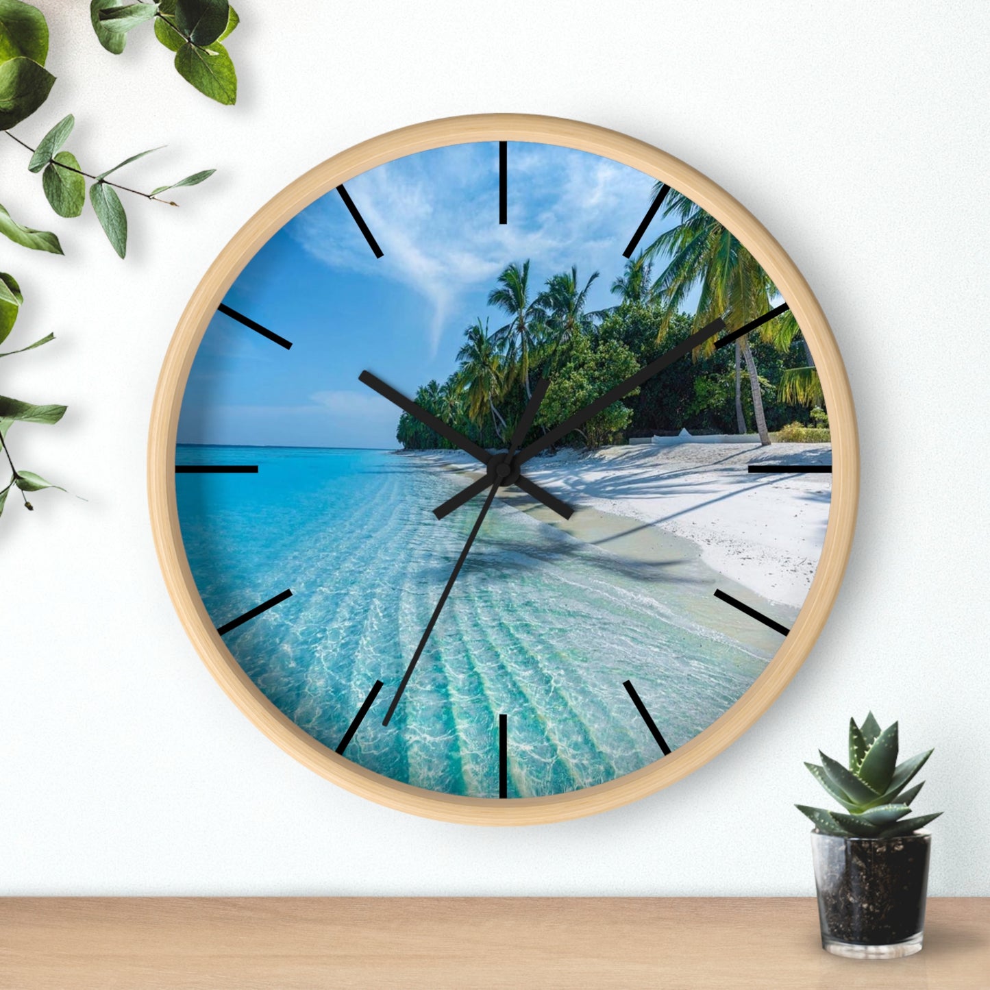 Wall Clock, Calming Private Beach, Hands/Base Variants