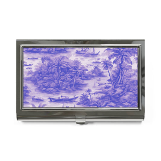 Business Card Holder/Case - Tropical Toile, Purple