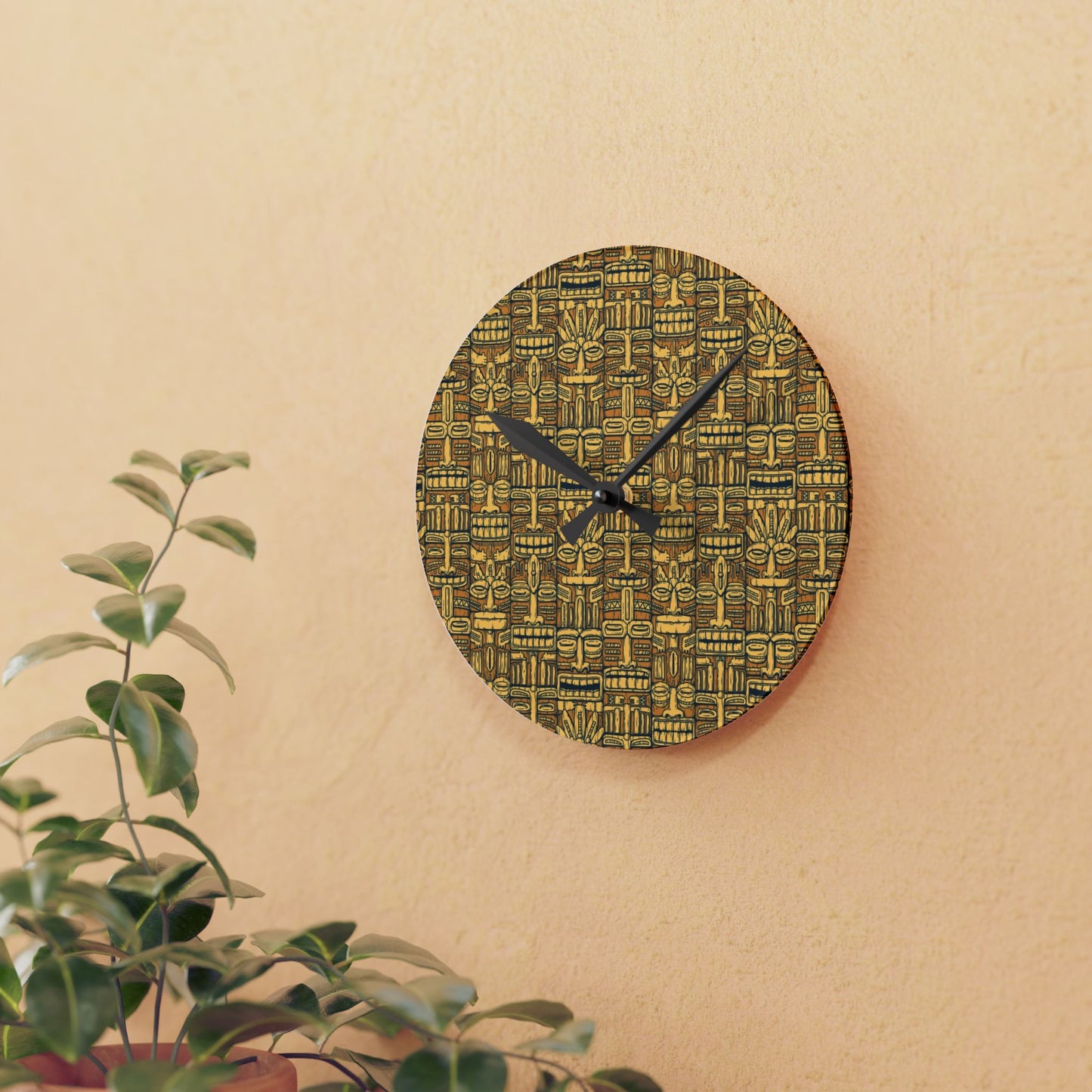 Acrylic Wall Clock, Old Tiki Totems