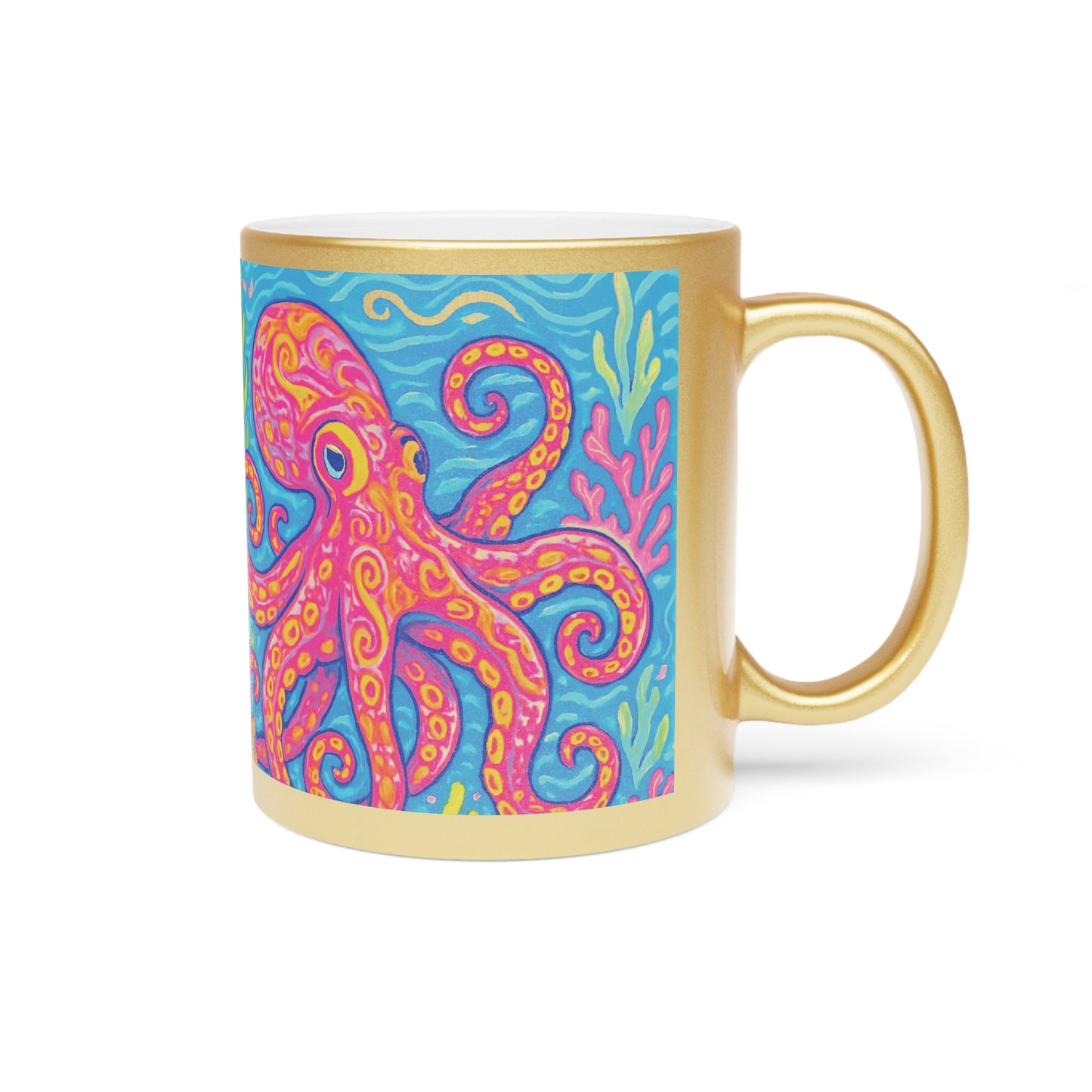 Tropical Metallic Mug, Gold or Silver - Kraken Joe