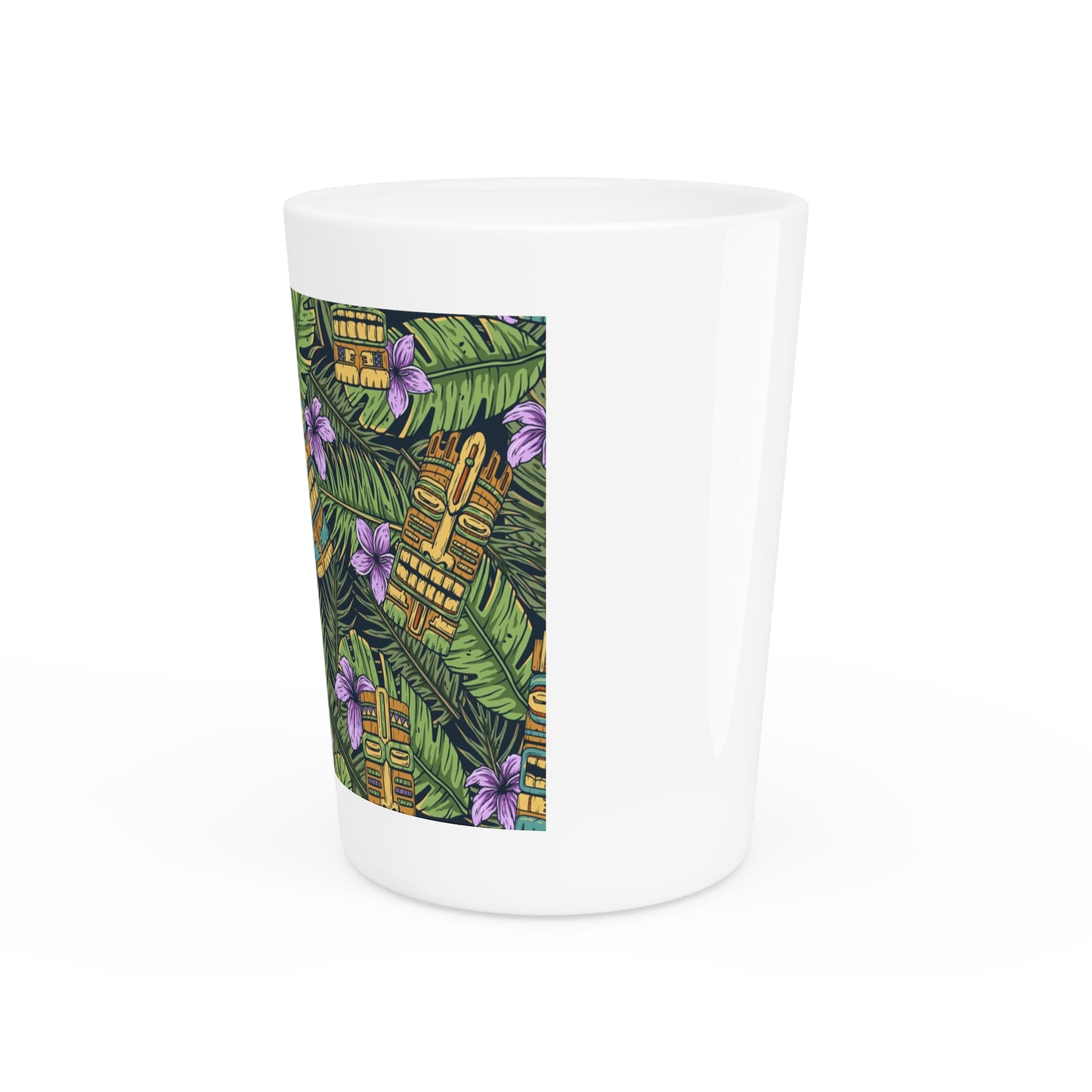 Ceramic Shot Glass - Tiki Purple Greenery