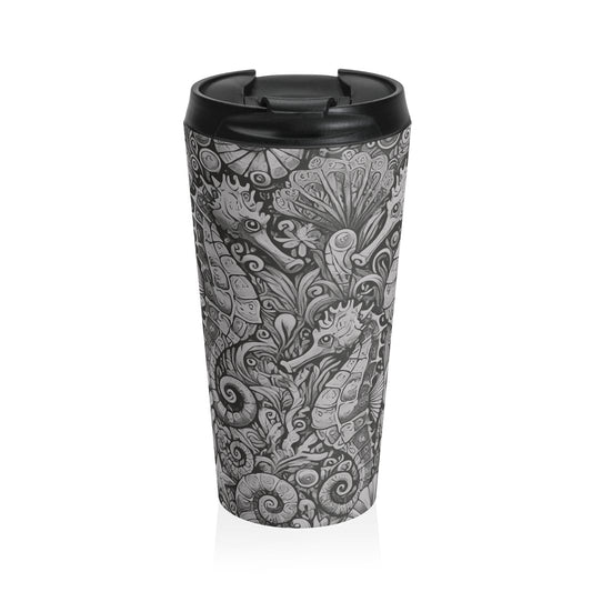 15 oz. Stainless Steel Travel Mug / Seahorse Trio Noir