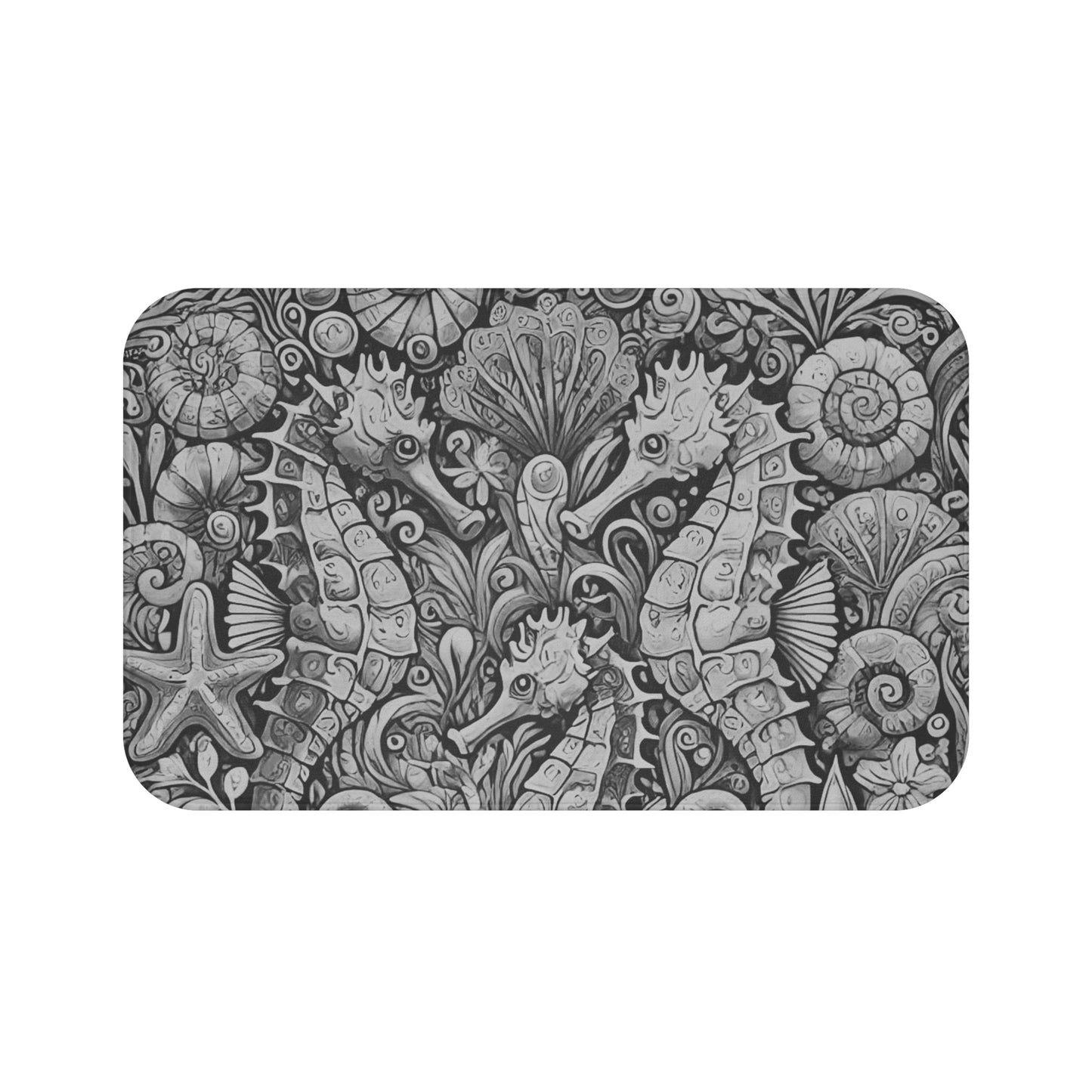 Seahorse Trio/Noir Bath Mat, 2 Sizes - Tropical Vibes for Home Decor