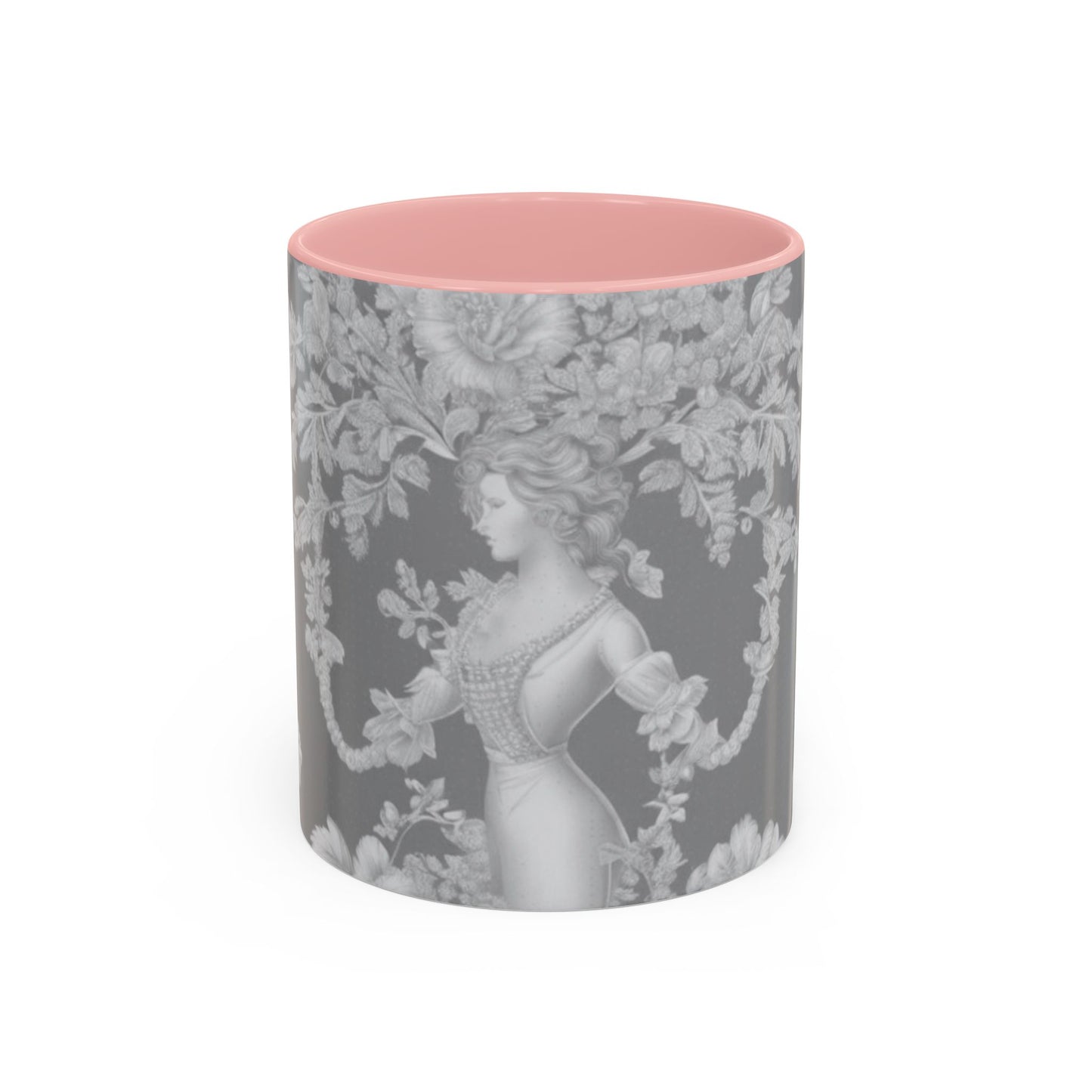 Accent Coffee Mug (11, 15oz), Pearl Lady Toile/Slate, Various Colors