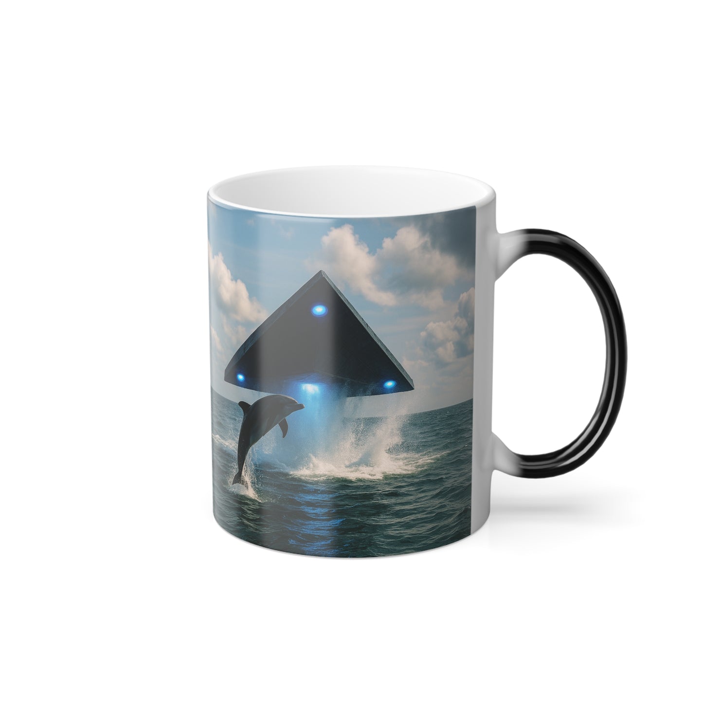 Color Morphing Mug, 11oz, UFO and Dolphin