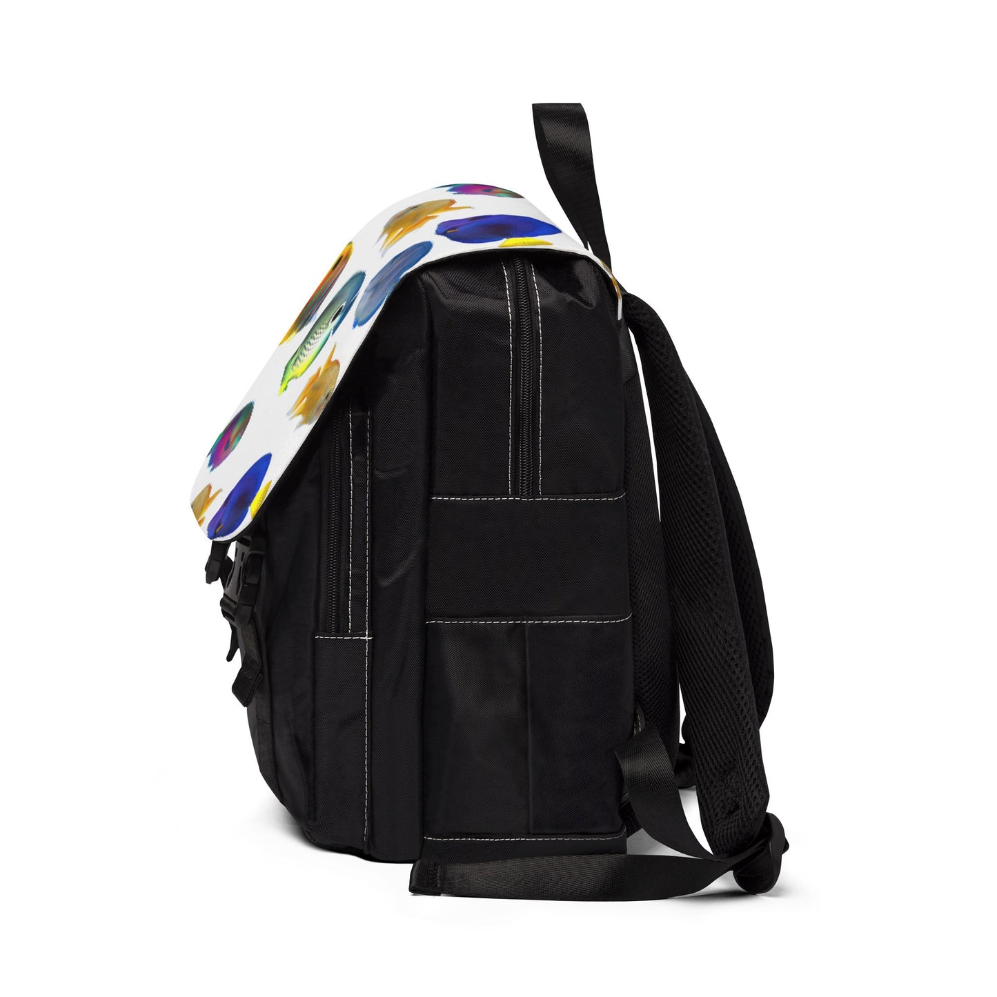 Tropical Casual Backpack - Perfect for Everyday Adventures / School of Fish, White